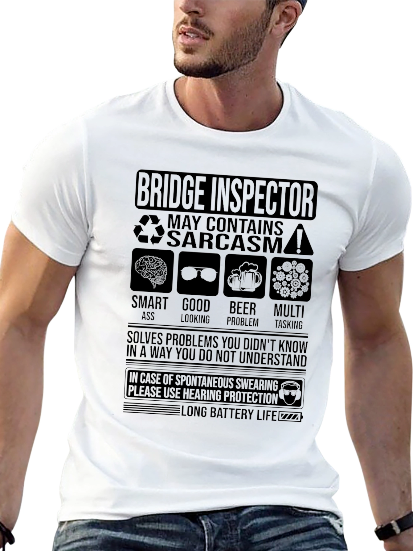 Black Bridge Inspector Sarcastic Humor T-Shirt view 13