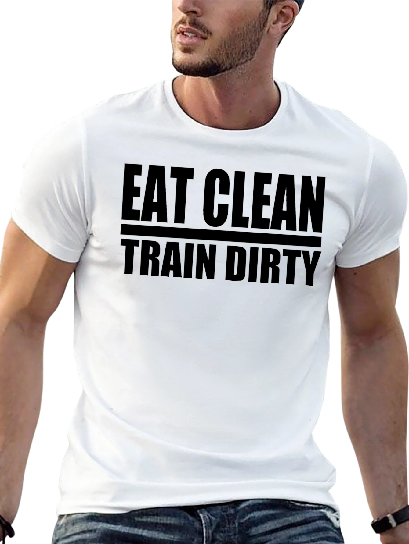 Black Eat Clean Train Dirty Graphic Tee - Fitness Lifestyle view 13