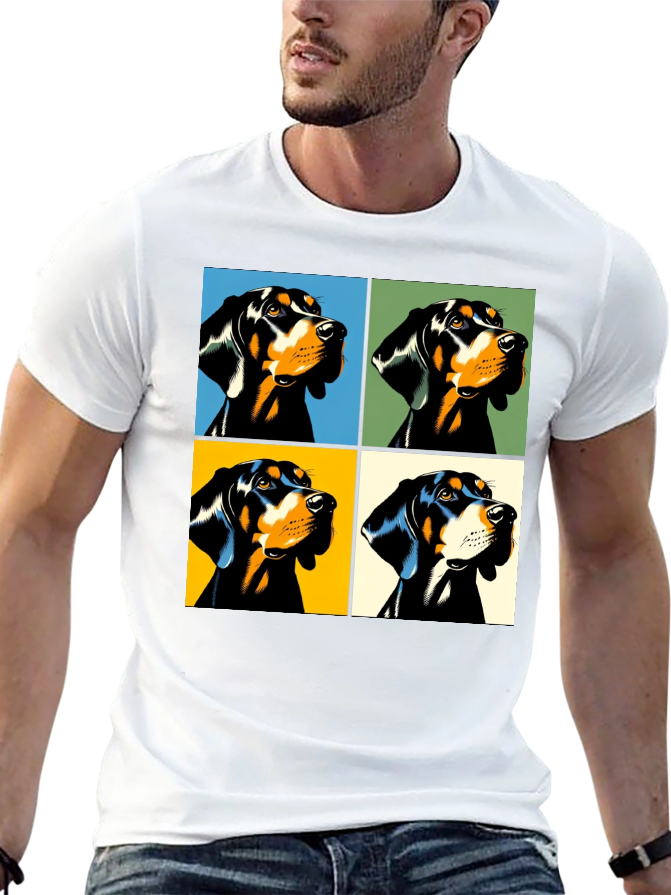 Black Pop Art Dog T-Shirt - Modern Style view 13
