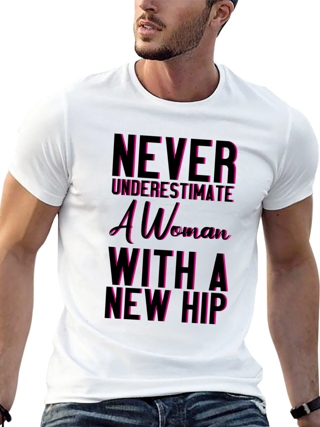 Black Never Underestimate a Woman T-Shirt - Funny Hip Replacement Tee view 13