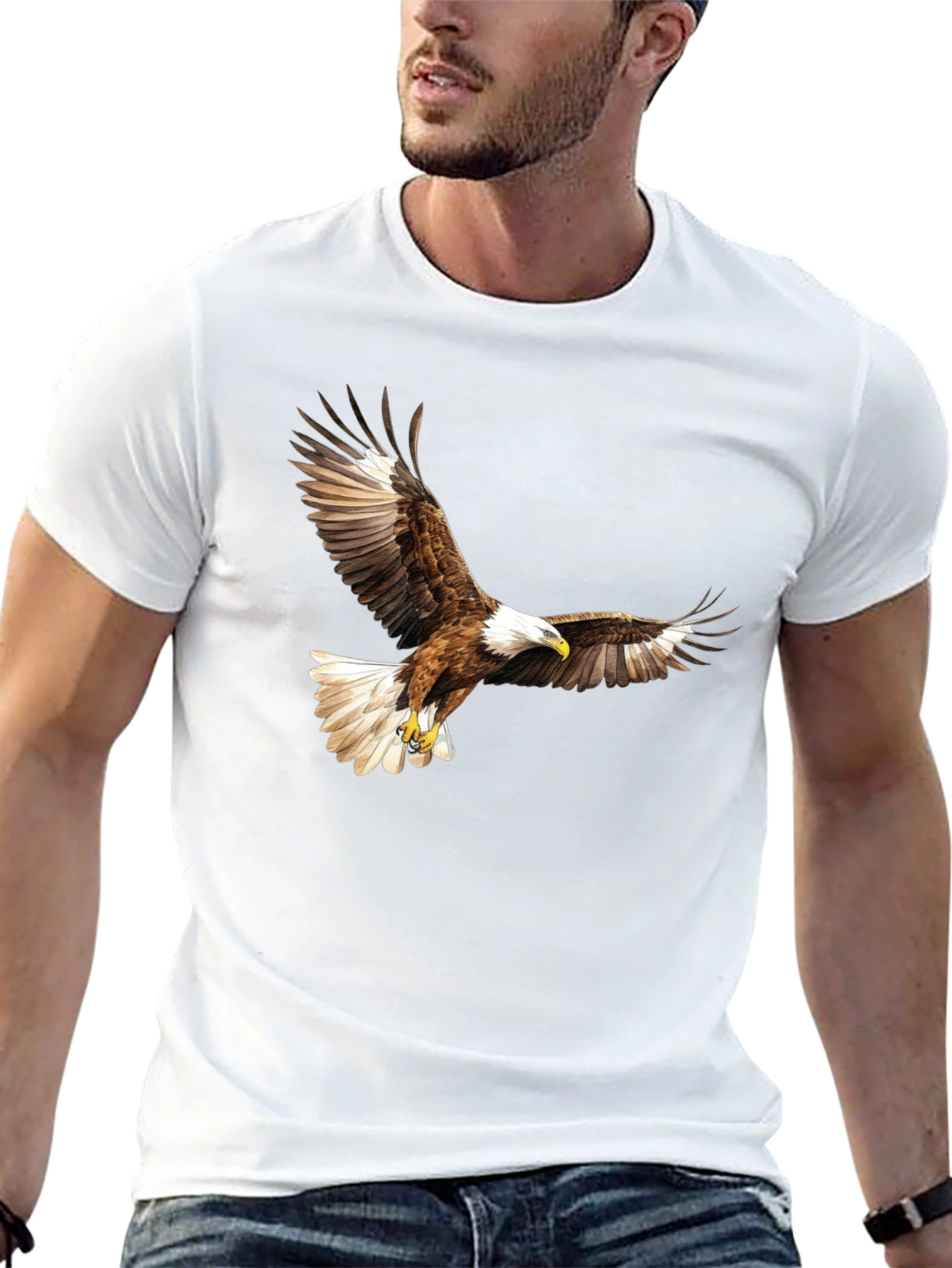 Black Black Eagle Print Graphic Tee view 13