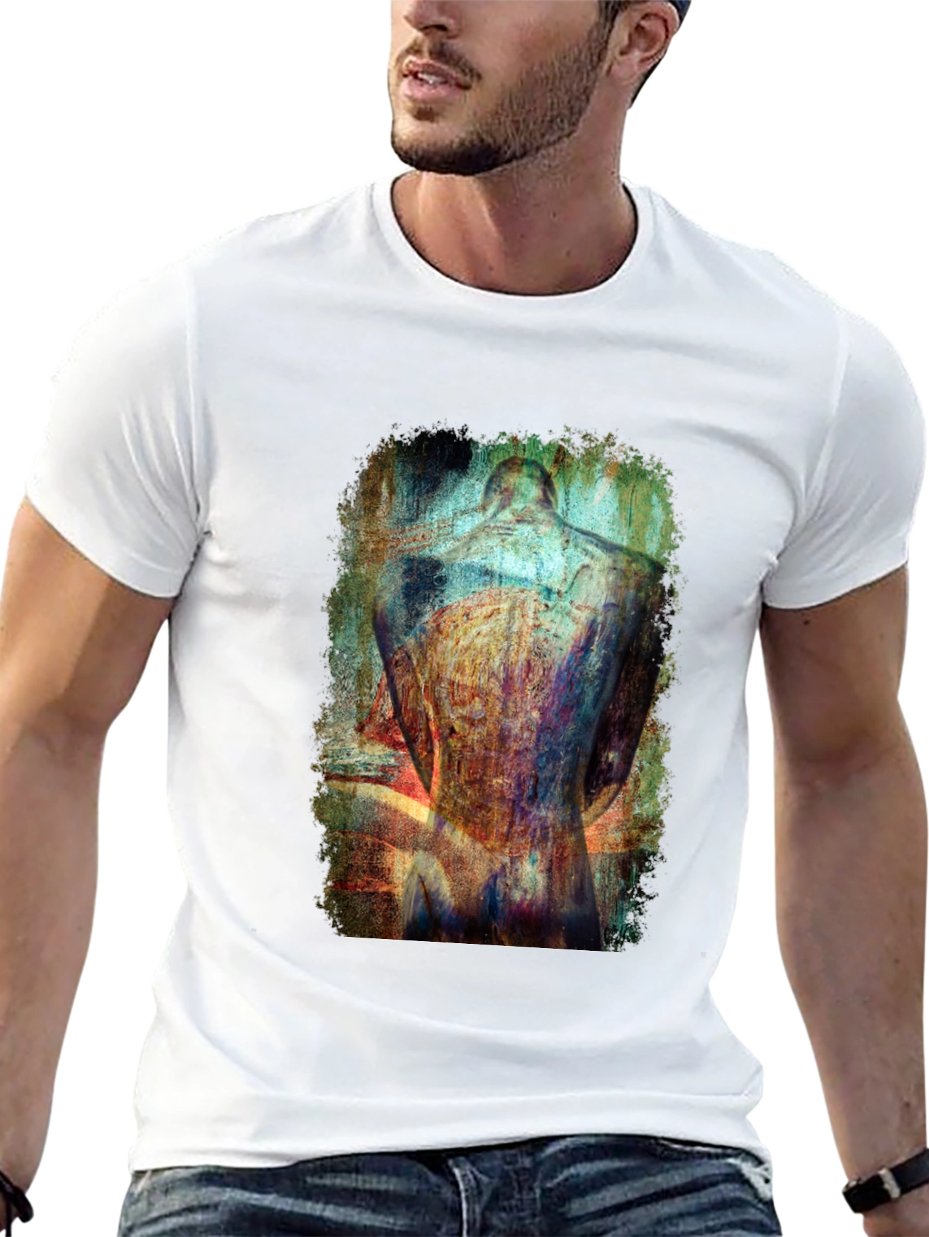 Black Abstract Back Graphic T-Shirt - Modern Art Tee view 13