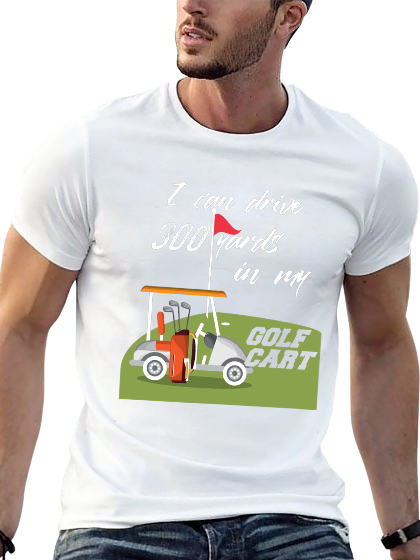 Black Golf Cart 300 Yards Funny T-Shirt view 13
