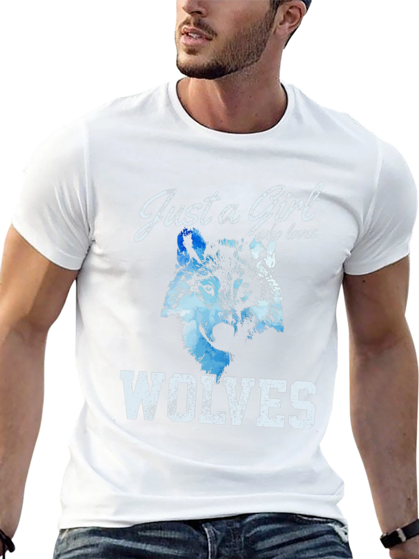 Black Just A Girl Who Loves Wolves T-Shirt view 13