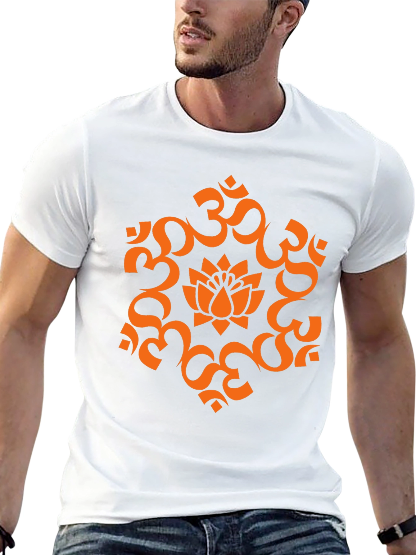 Black Om Lotus Graphic Tee - Spiritual Black T-Shirt view 13