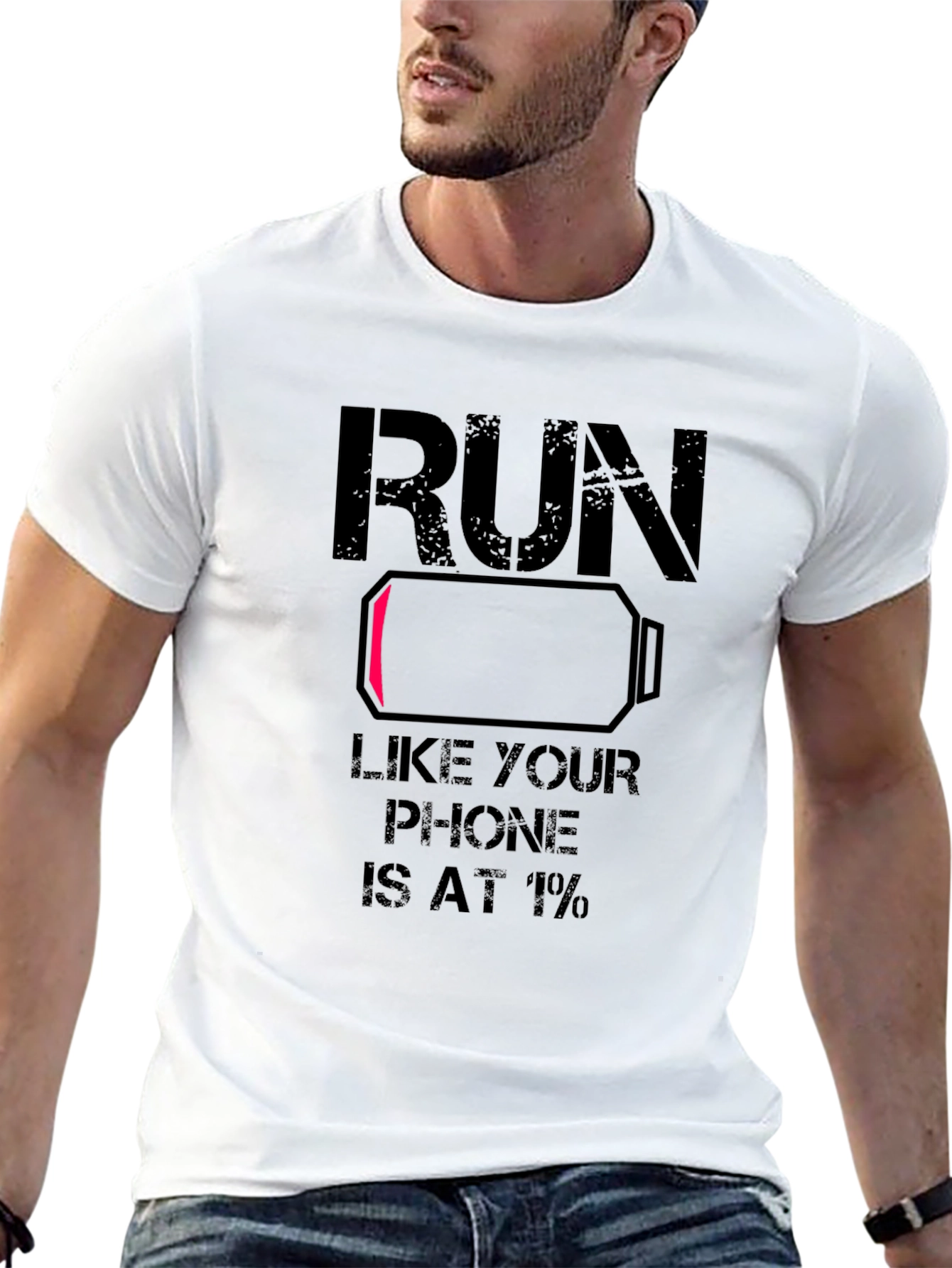 Black Run Like Your Phone is at 1% - Graphic Tee view 13