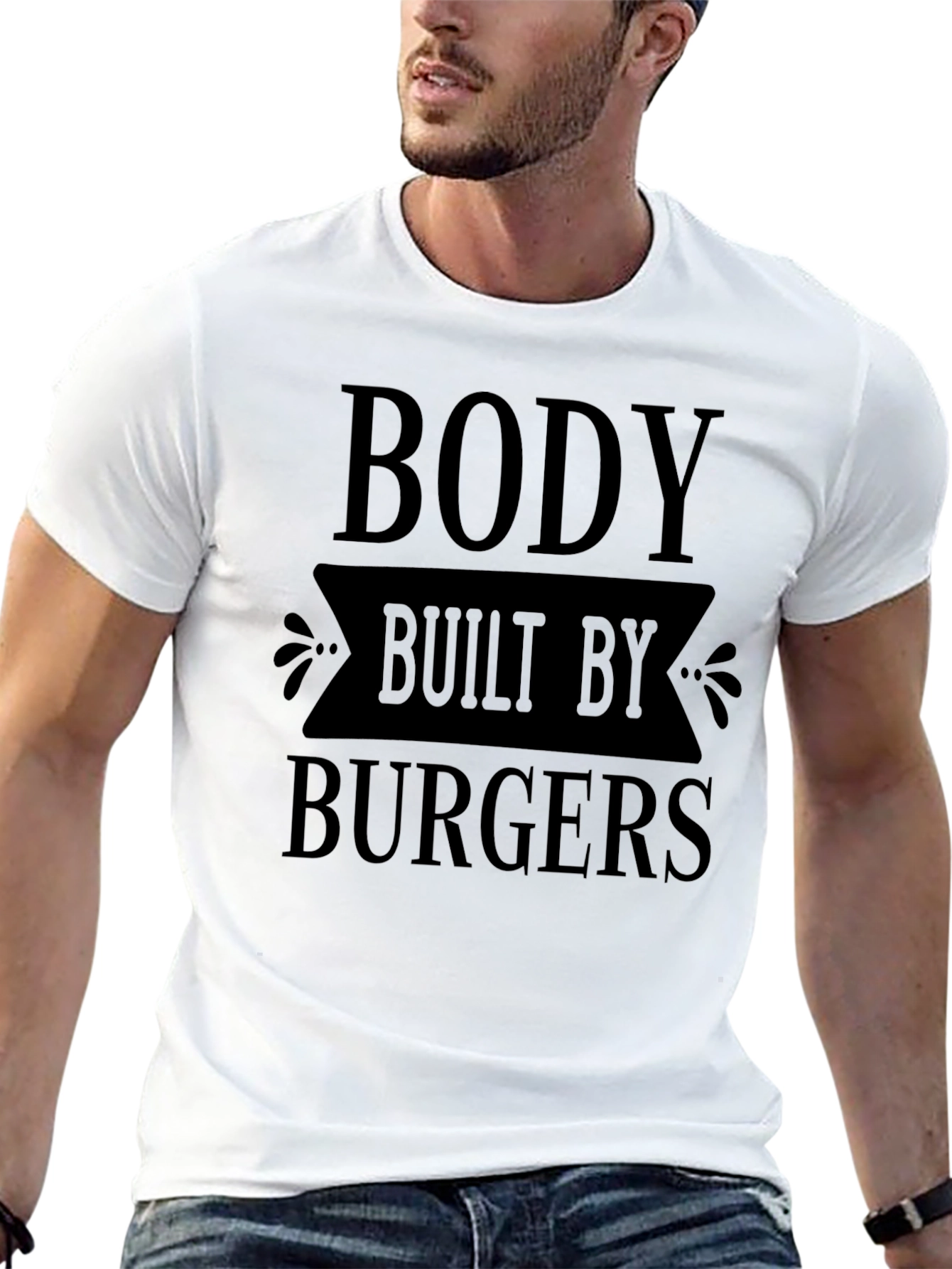 Black Body Built By Burgers Funny Graphic T-Shirt view 13