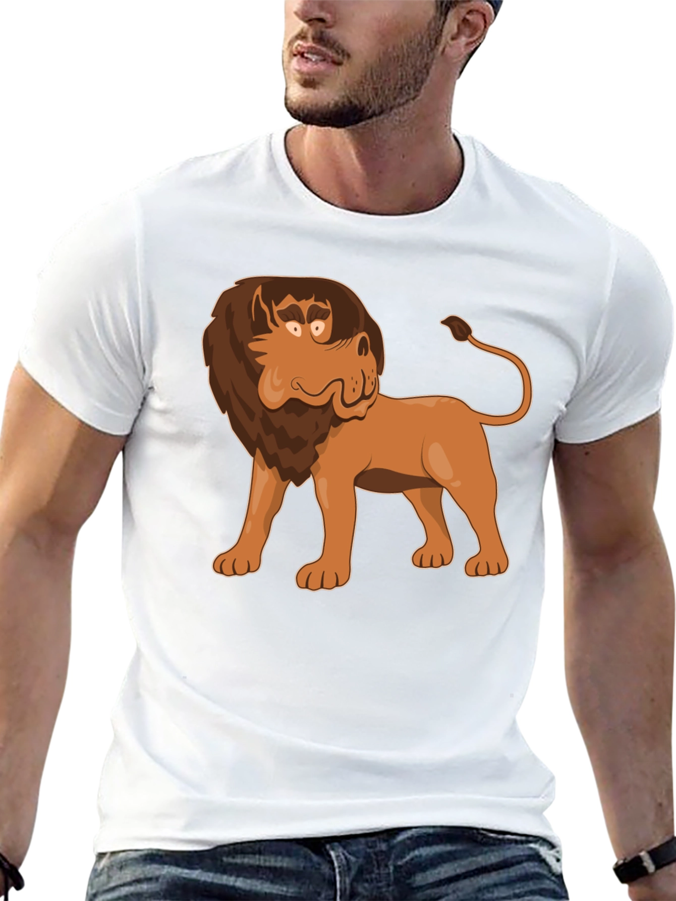 Black Cartoon Lion Graphic Tee - Black view 13