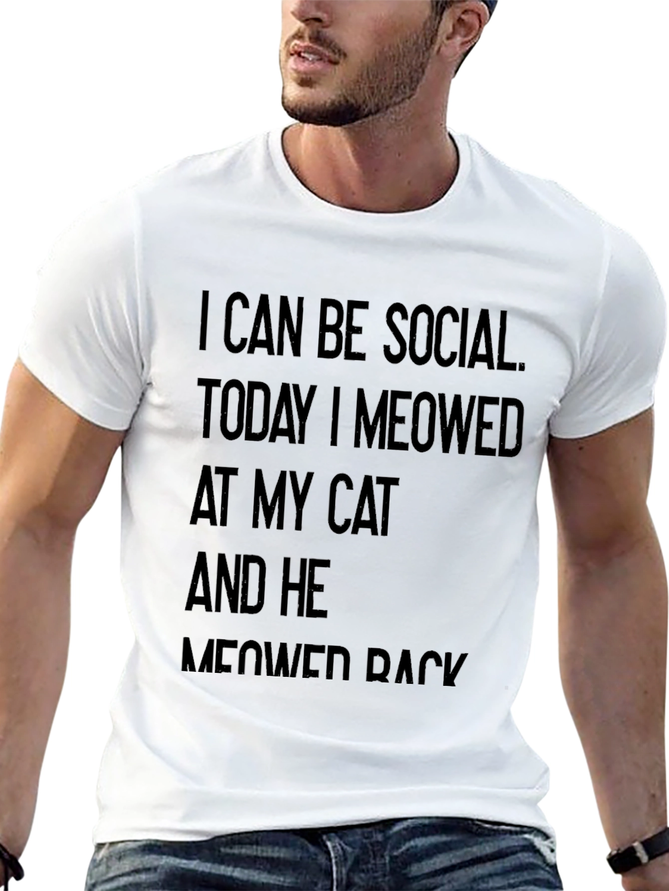 Black Funny Cat Lover T-Shirt - I Can Be Social view 13