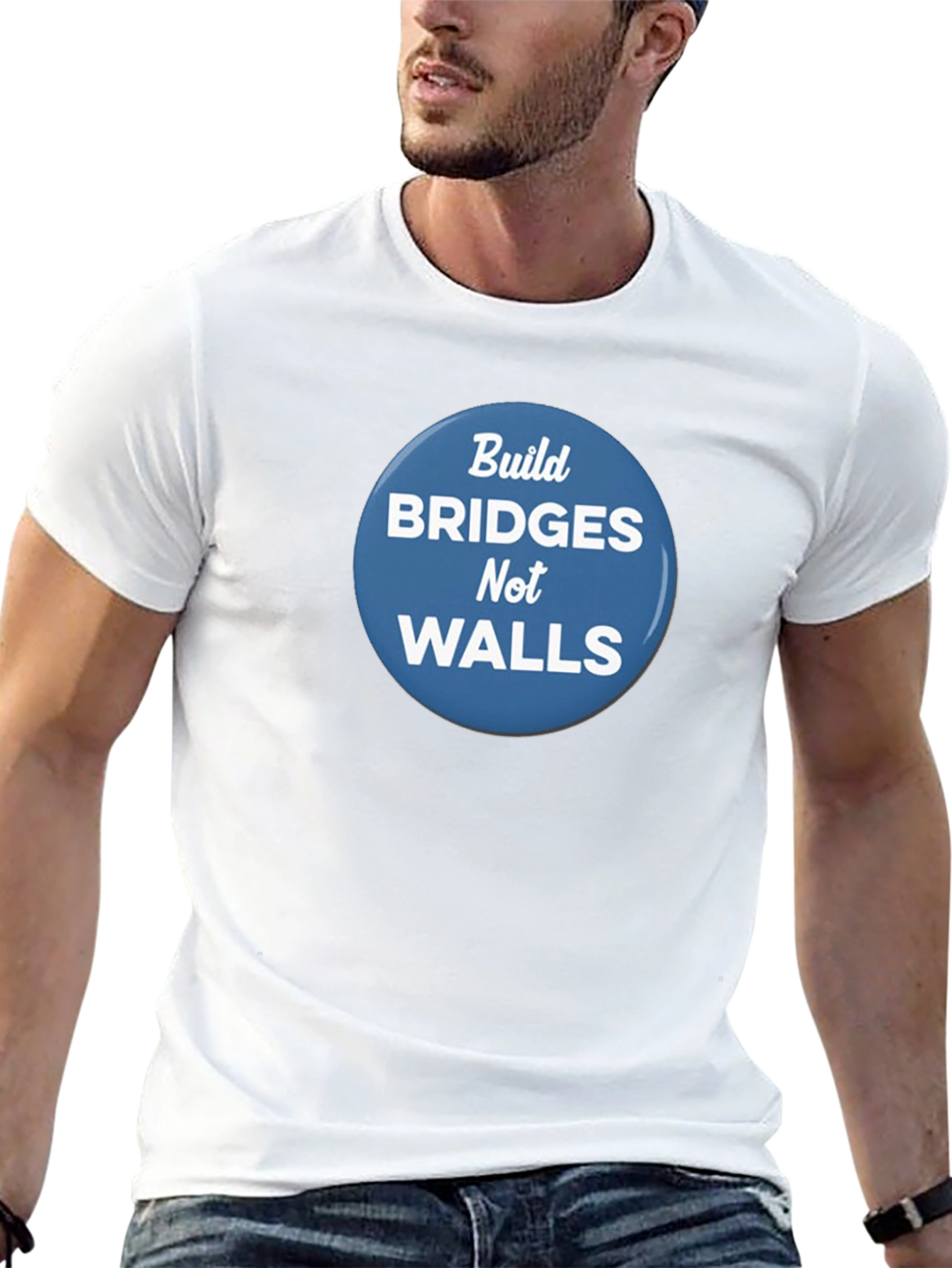 Black Build Bridges Not Walls Graphic Tee view 13