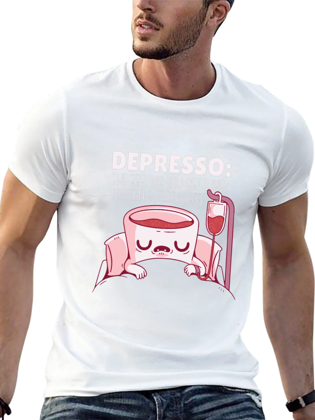 Black Depresso Funny Coffee T-Shirt view 13