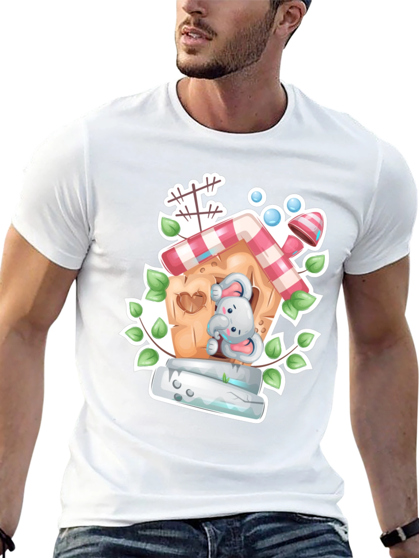 Elephant House Graphic Tee - Whimsical Black T-Shirt - 13