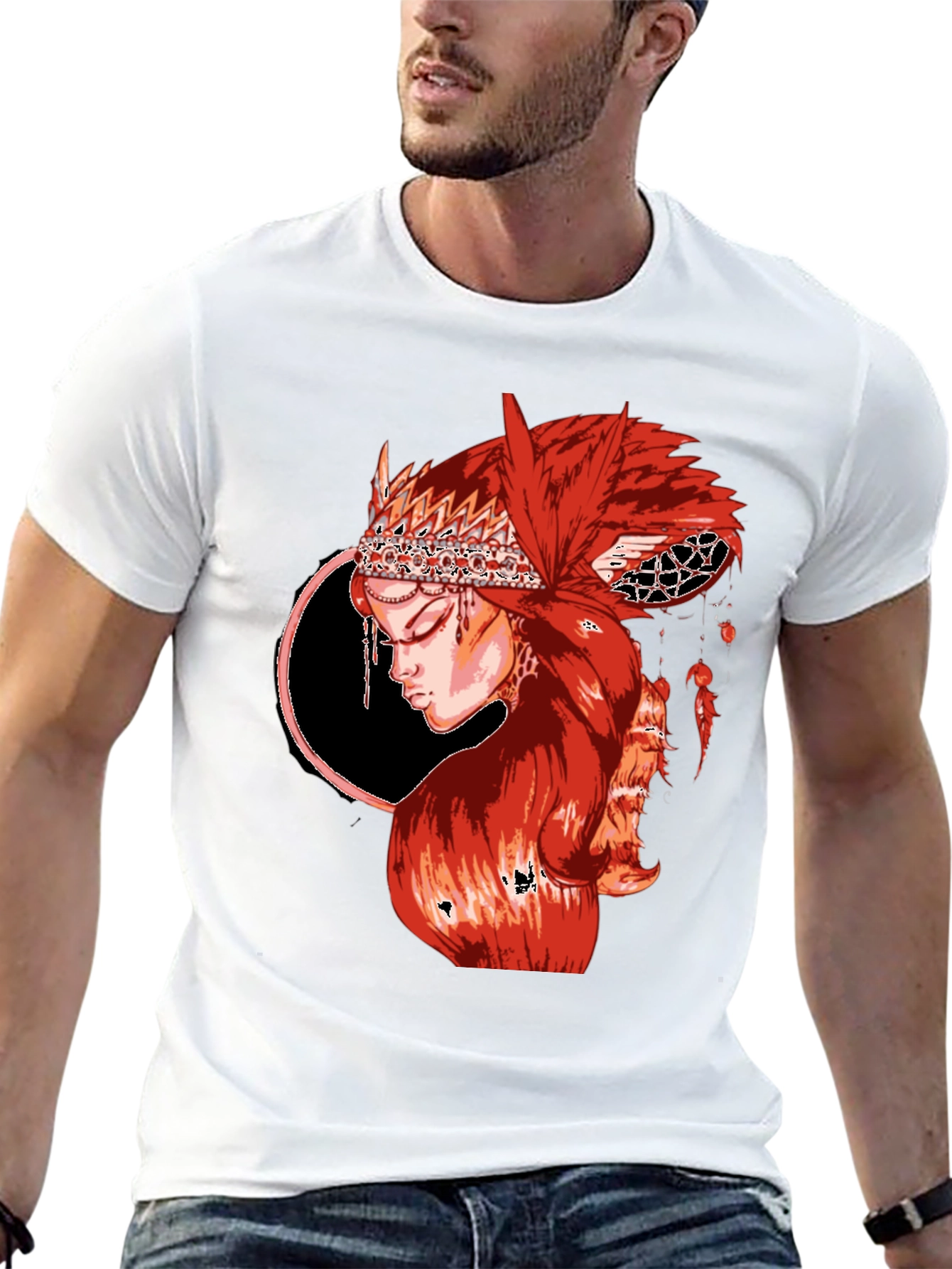 Black Red Haired Woman Graphic T-Shirt view 13