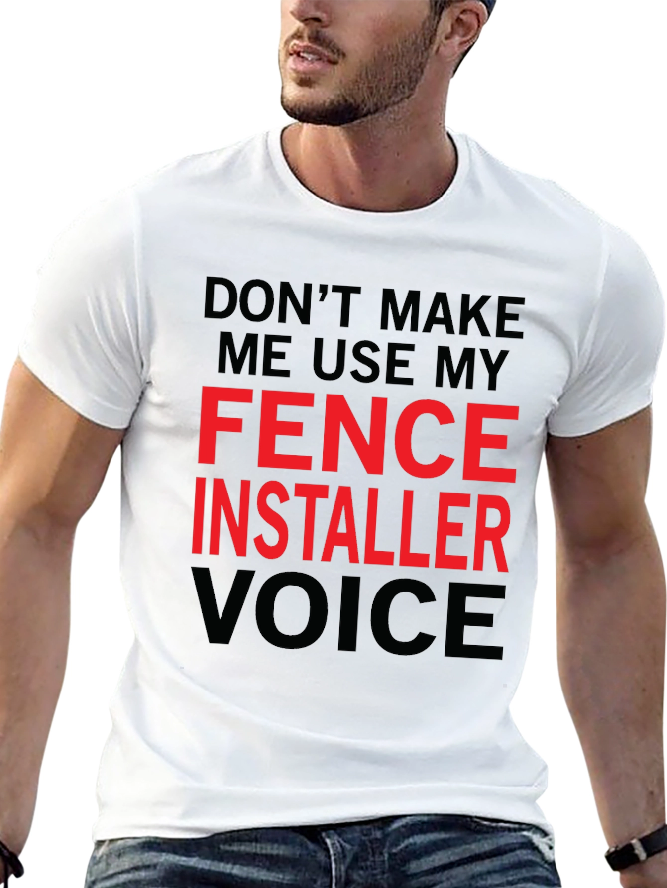 Black Fence Installer Voice Graphic Tee view 13