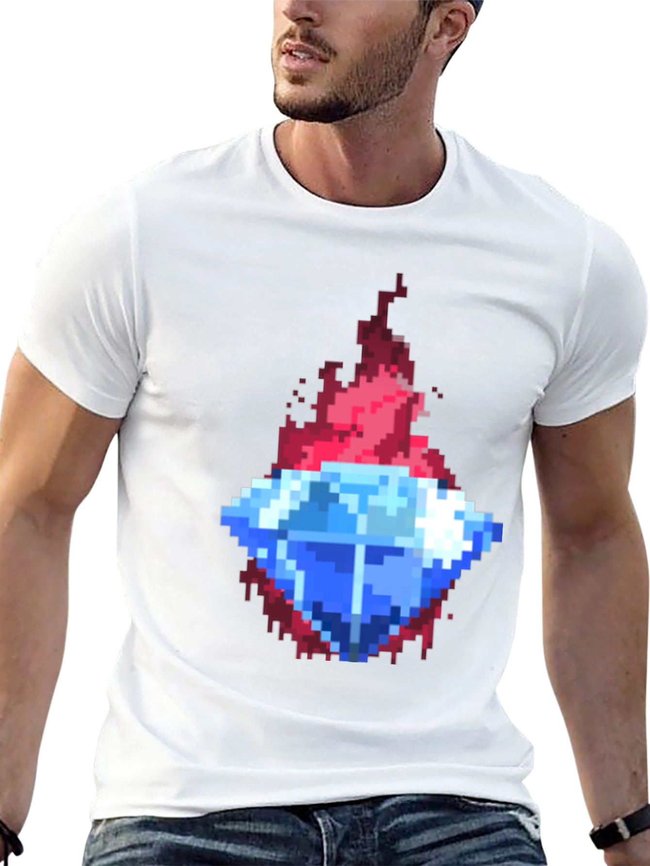 Black Pixel Art Diamond Tee - Retro Gaming Style view 13
