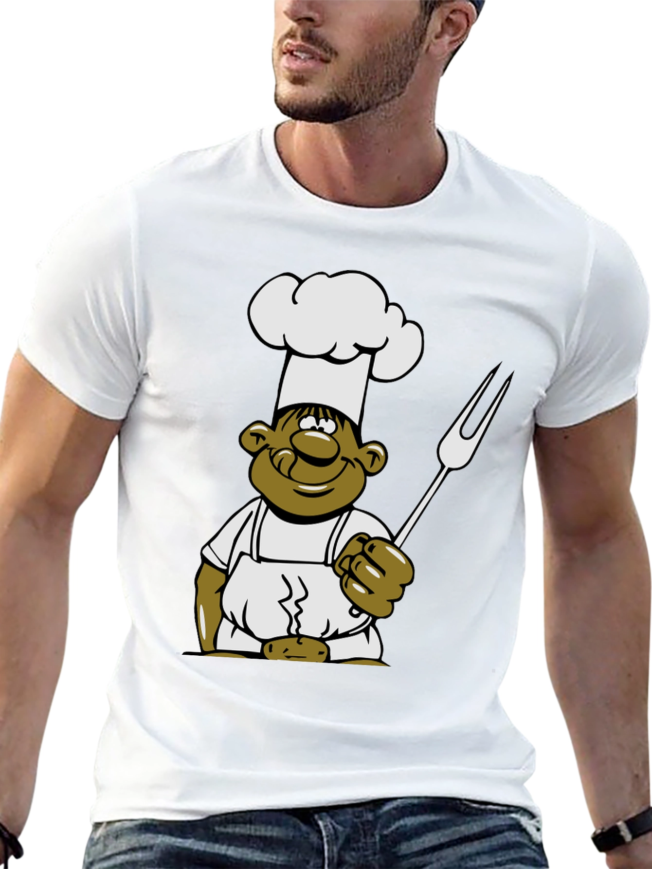 Black Chef Cartoon Graphic T-Shirt - Black view 13