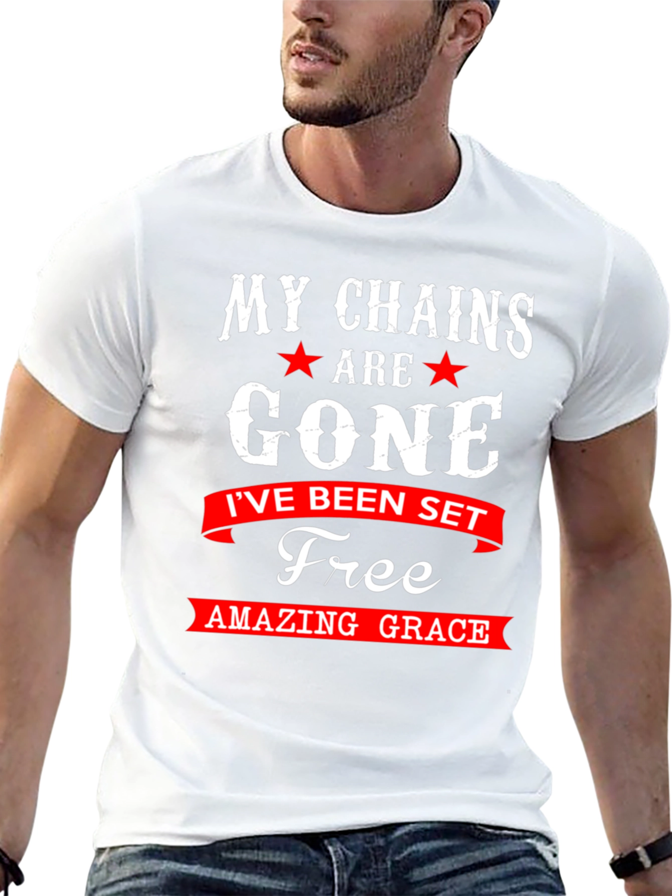 Black My Chains are Gone T-Shirt - Amazing Grace view 13