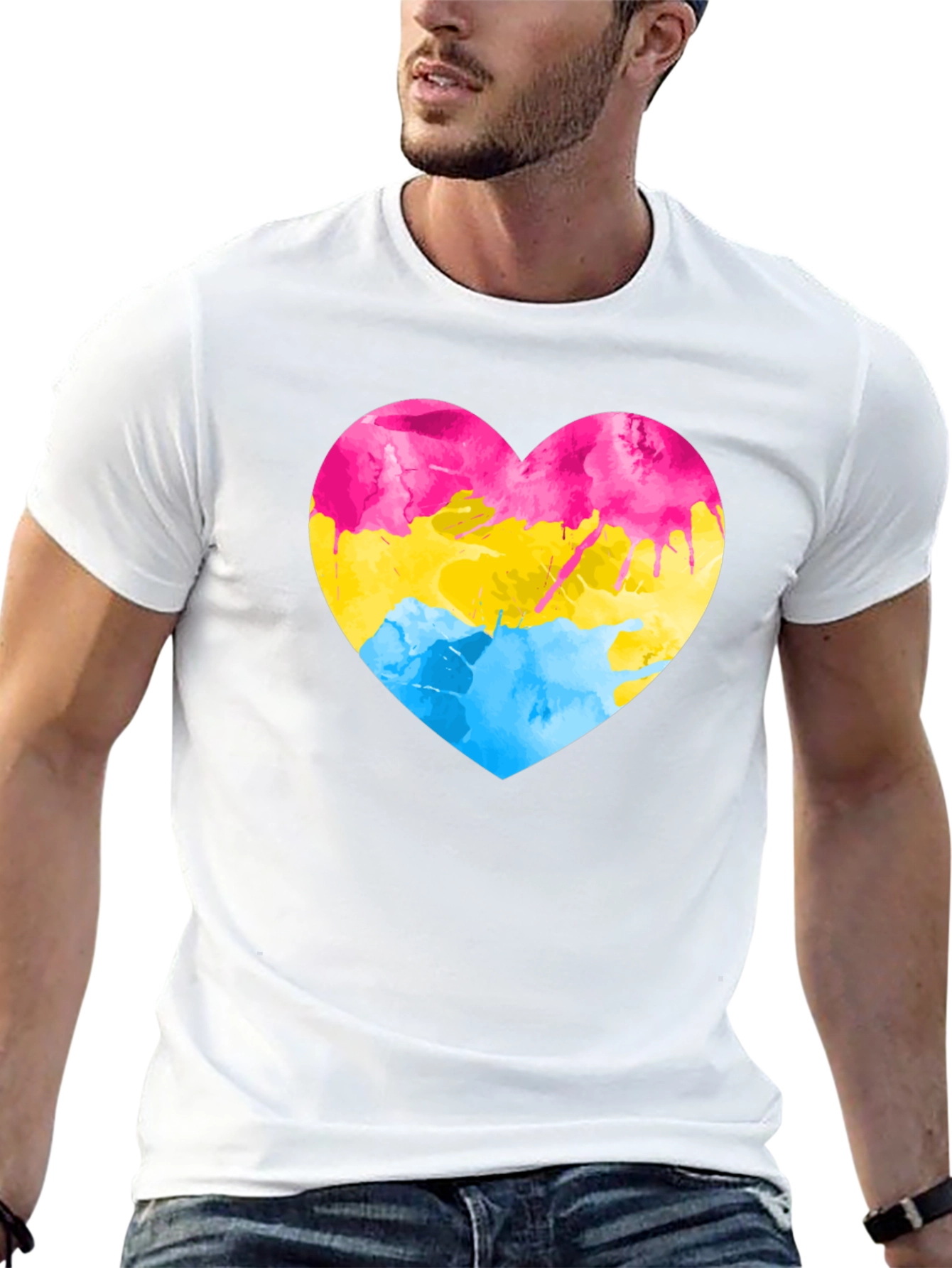 Black Pansexual Pride Heart T-Shirt - Black view 13
