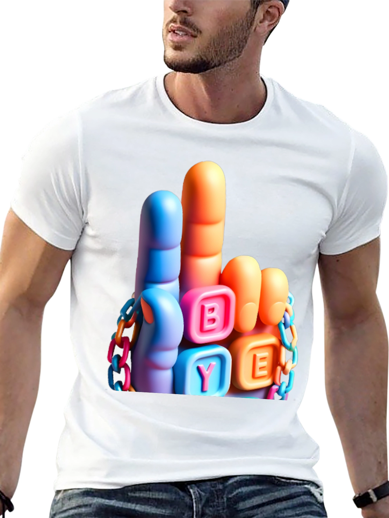 Black Funny BYE Middle Finger T-Shirt view 13