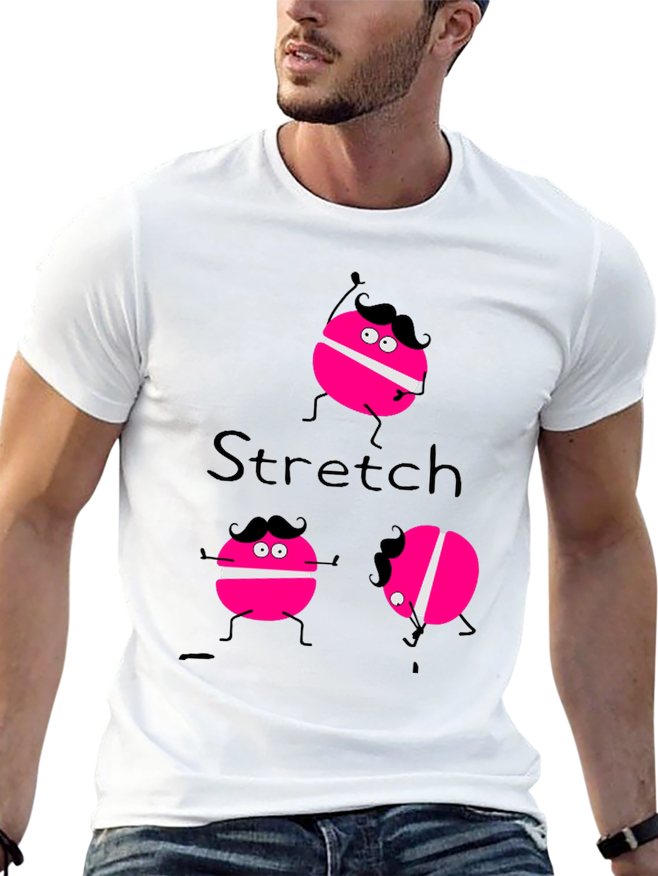 Black Funny Stretch Pink Macaroon Graphic T-Shirt view 13