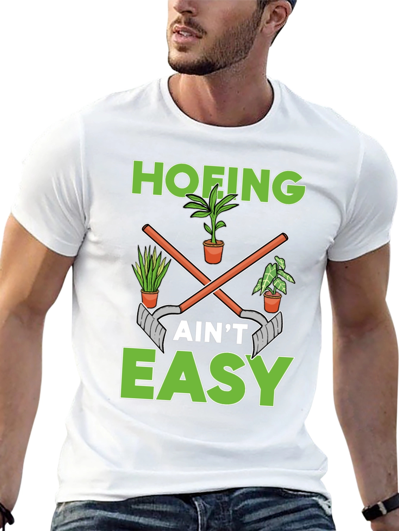 Black Hofing Ain't Easy Garden Humor T-Shirt view 13