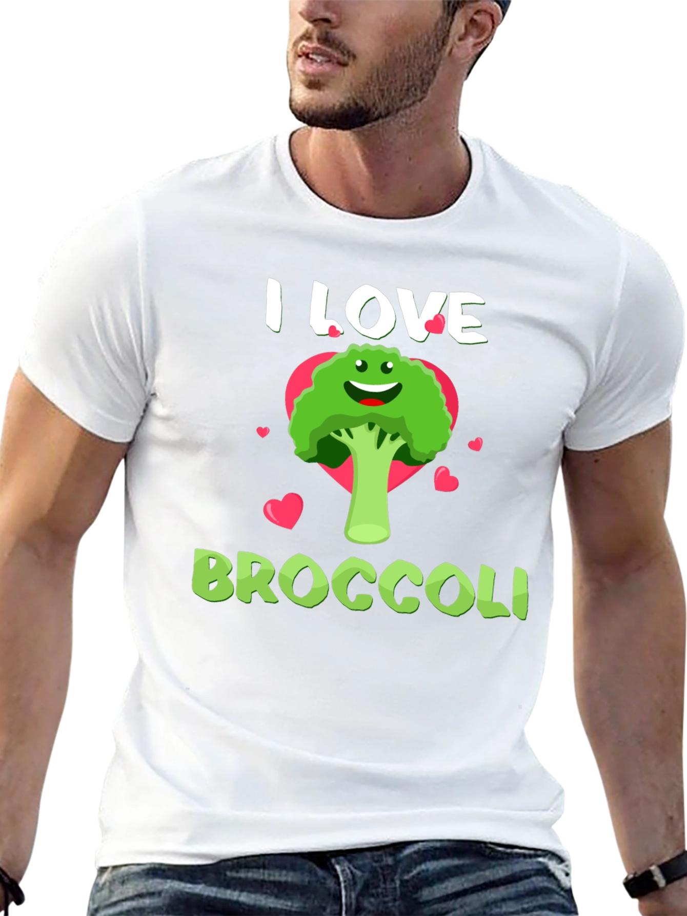 Black I Love Broccoli T-Shirt - Funny Vegan Tee view 13