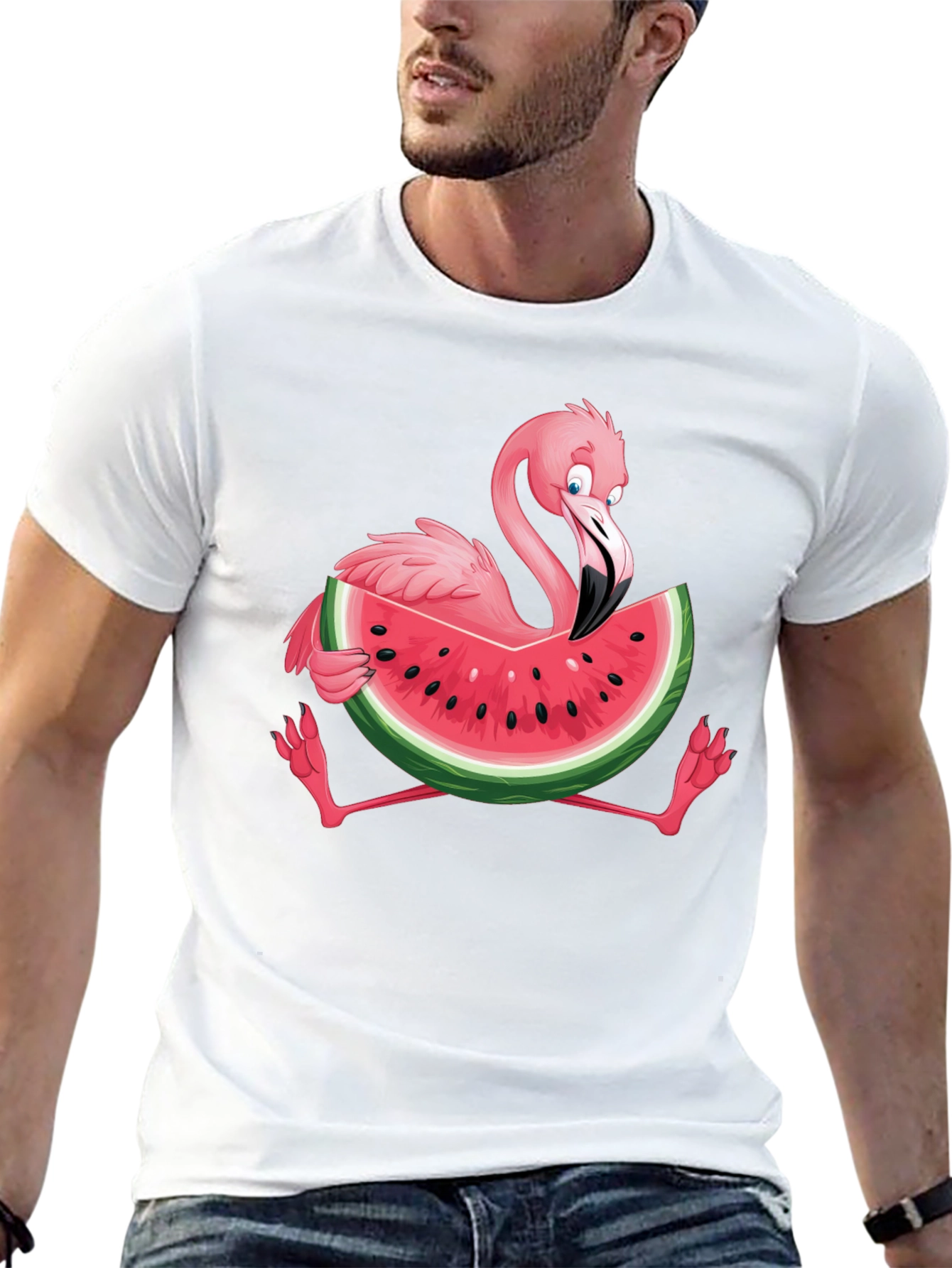 Black Flamingo Watermelon Graphic Tee - Fun Summer Shirt view 13