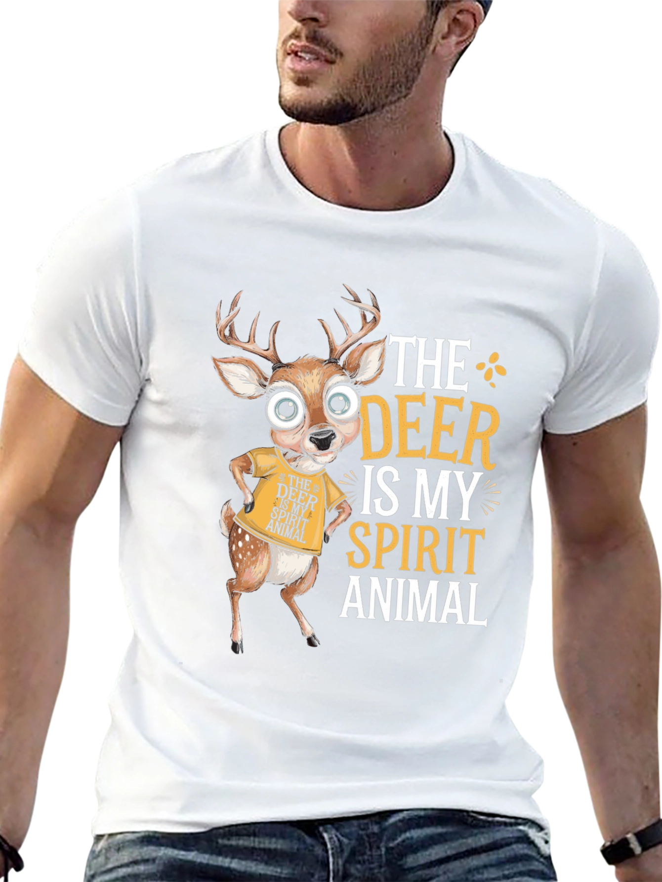 Black Deer Spirit Animal Graphic T-Shirt - Funny Deer Lover Tee view 13