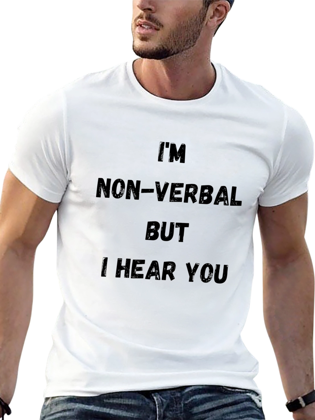 Black Non-Verbal I Hear You Graphic Tee - Soft Cotton Shirt view 13