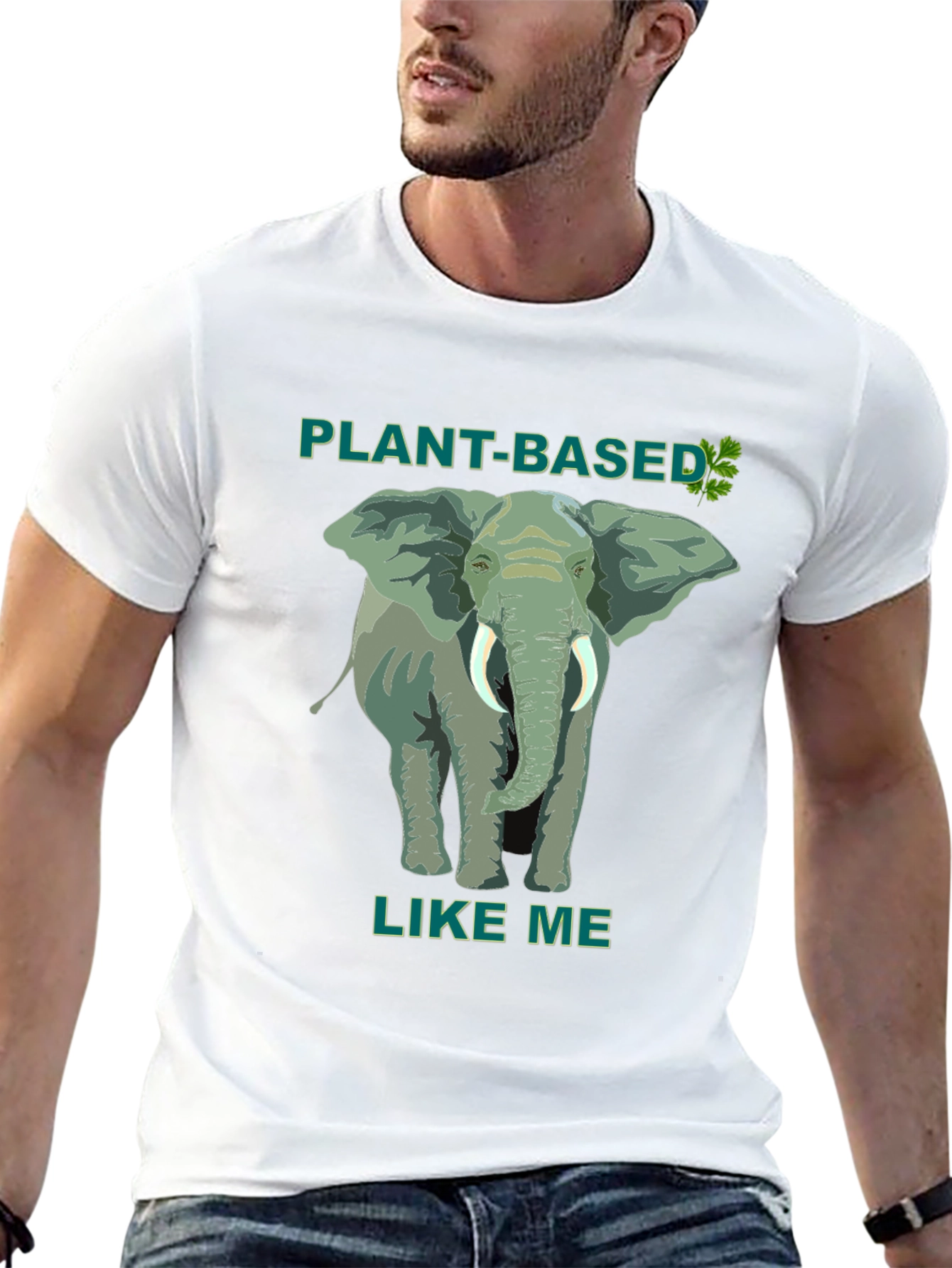 Black Plant-Based Elephant Graphic Tee view 13