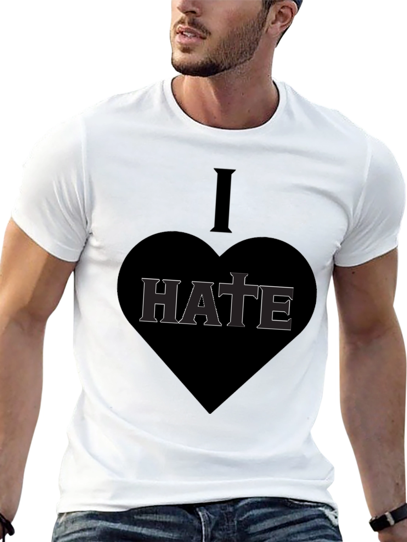 Black I Heart Hate Graphic T-Shirt - Dark Humor Tee view 13