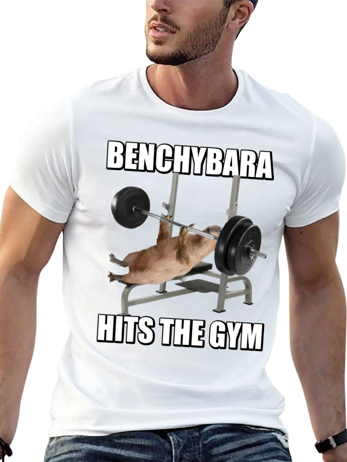 Black Benchybara Hits the Gym T-Shirt view 13