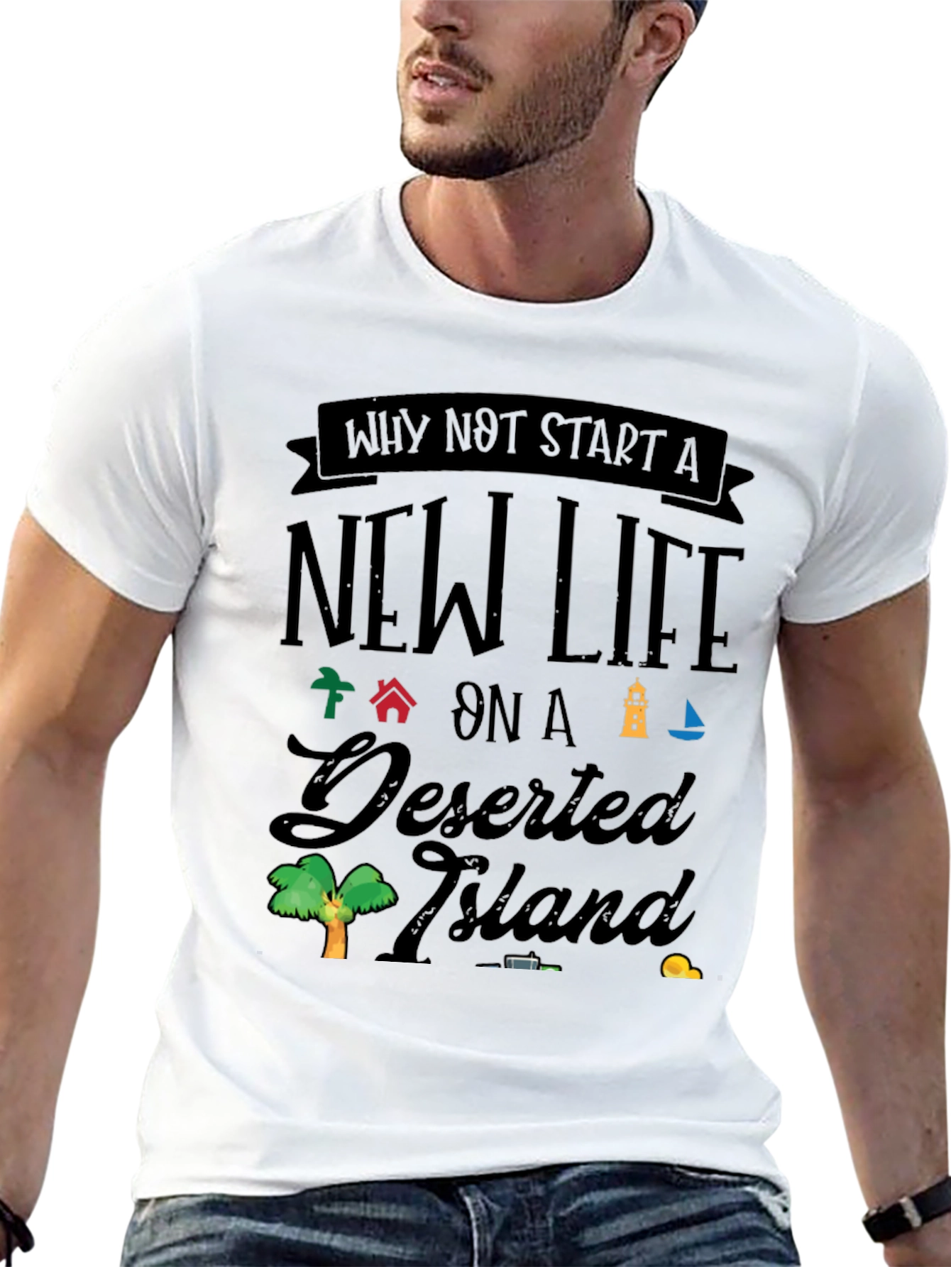 Black New Life on a Deserted Island T-Shirt view 13