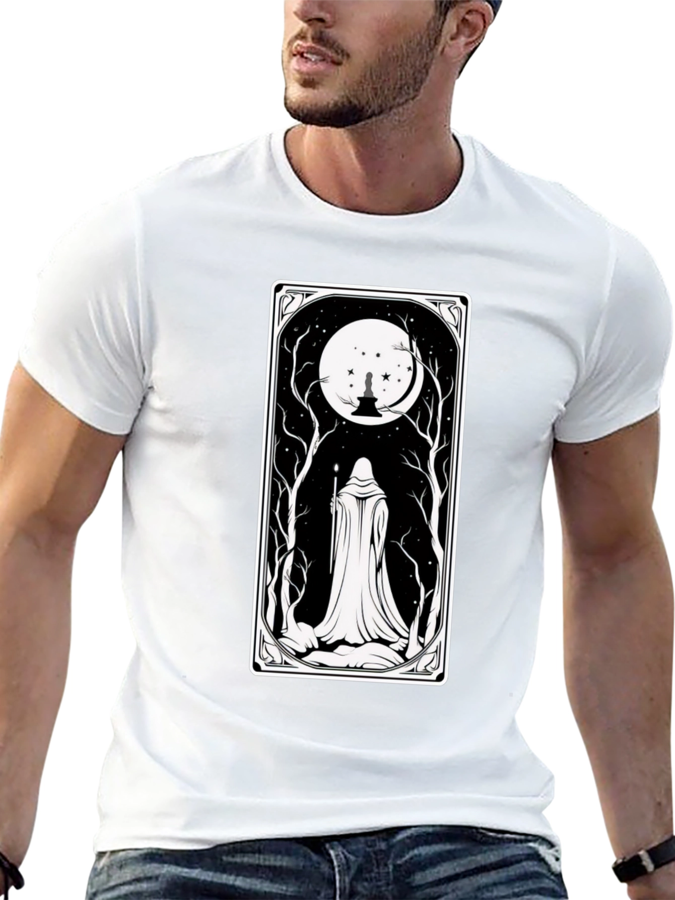 Black Mystic Night Tarot Card T-Shirt view 13