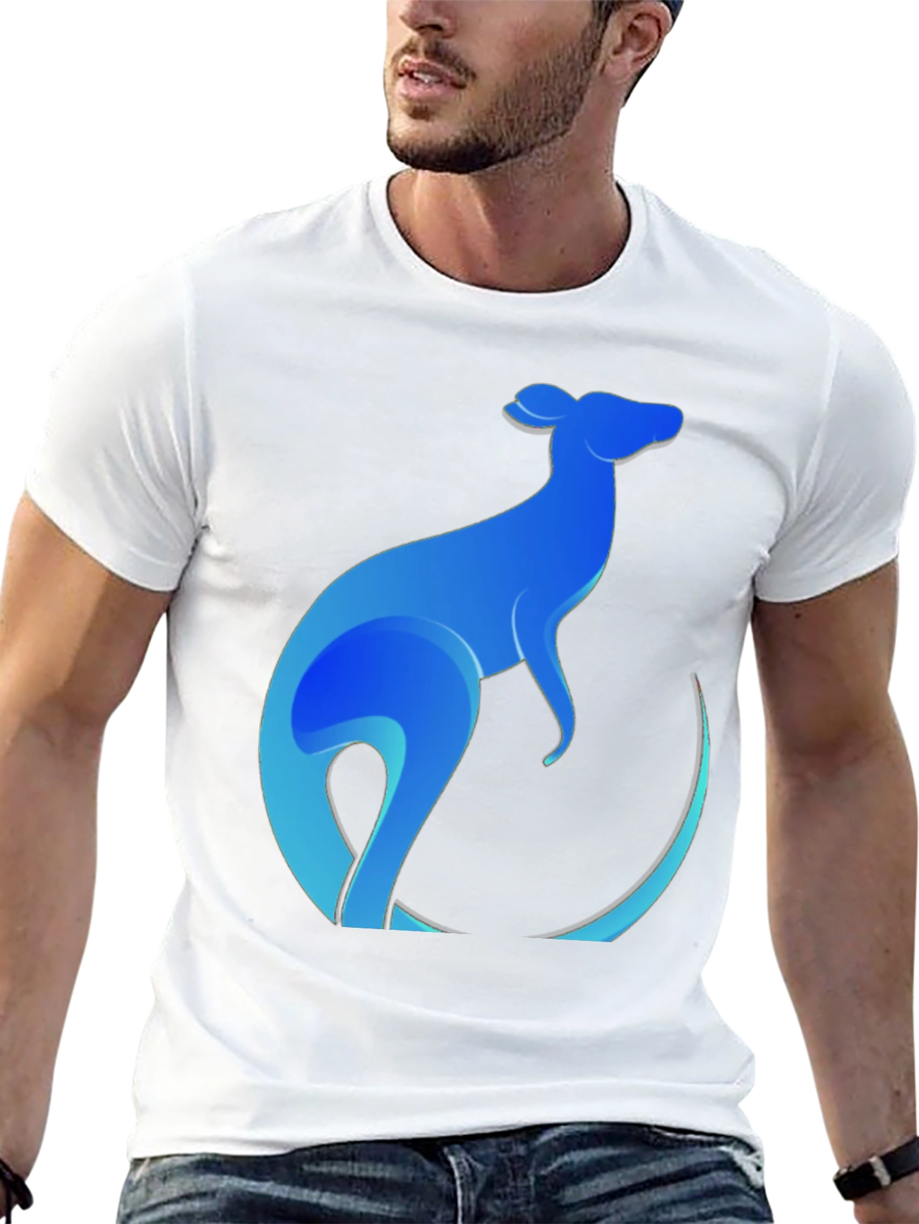 Black Blue Kangaroo Graphic Tee - Men's Black T-Shirt view 13