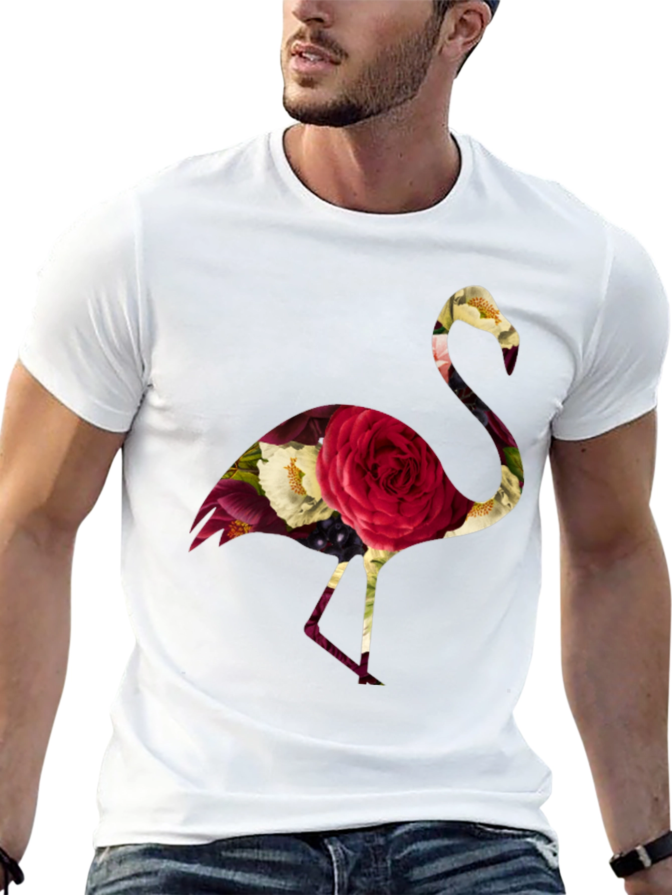 Black Floral Flamingo Graphic Tee - Black view 13