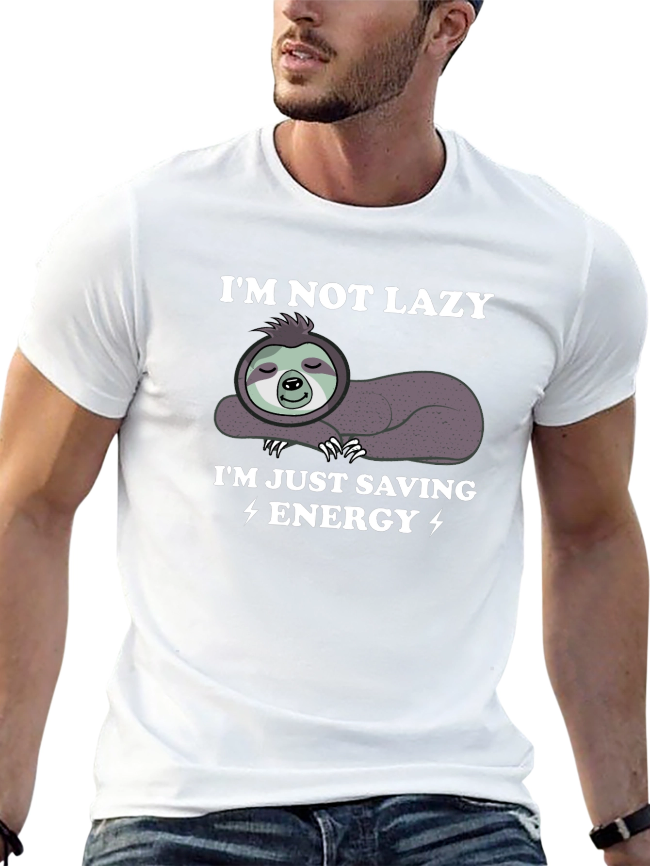 Black I'm Not Lazy I'm Just Saving Energy Sloth Graphic Tee view 13