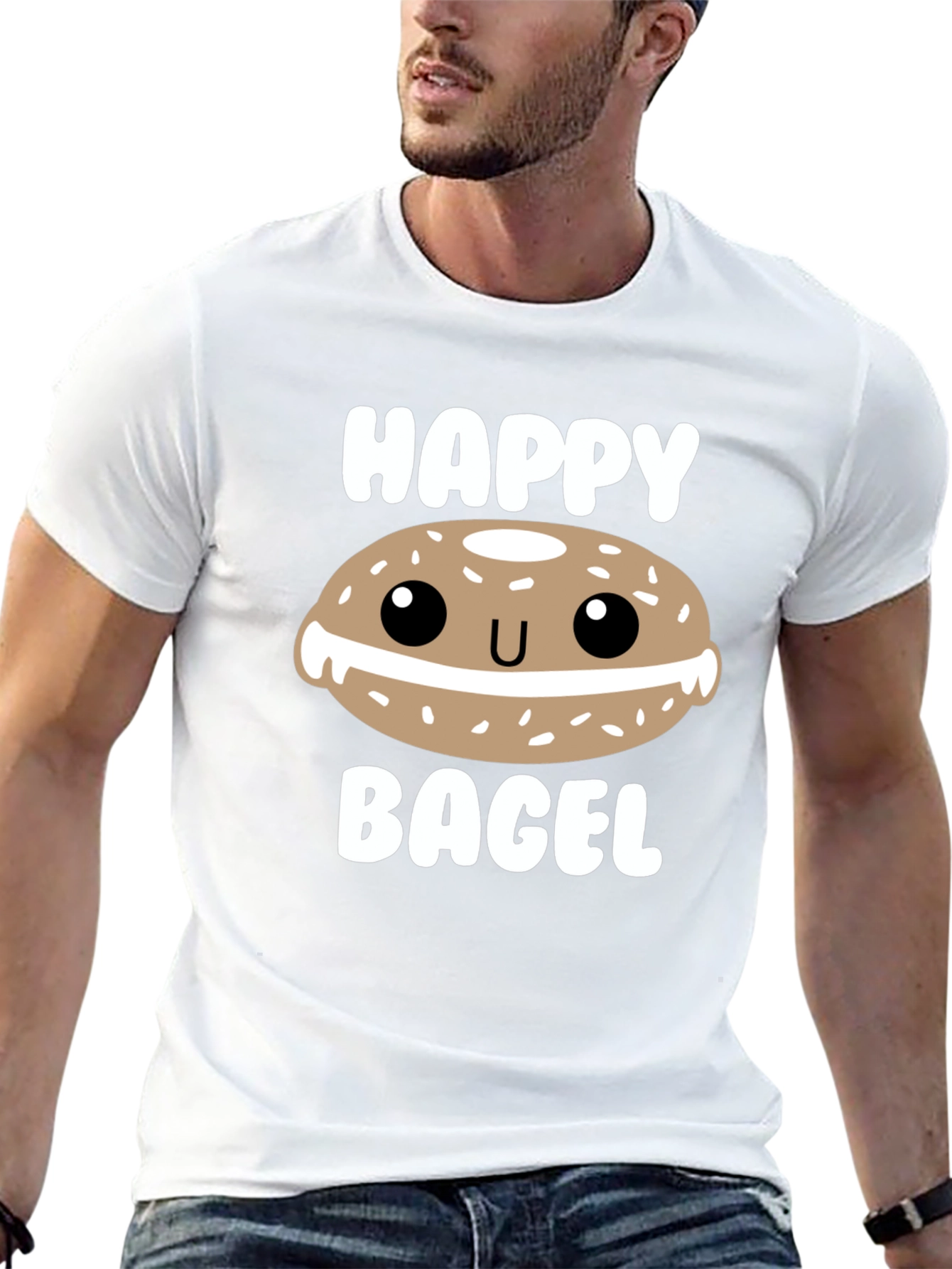 Black Happy Bagel Graphic T-Shirt view 13