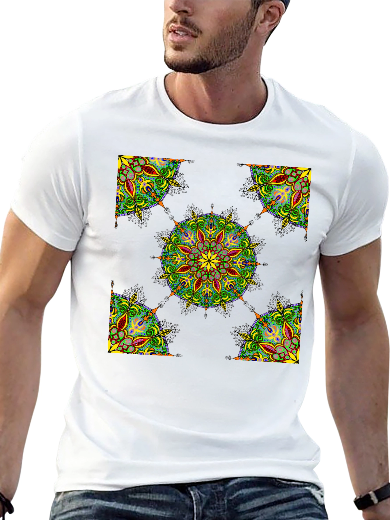 Black Black Mandala Print T-Shirt view 13