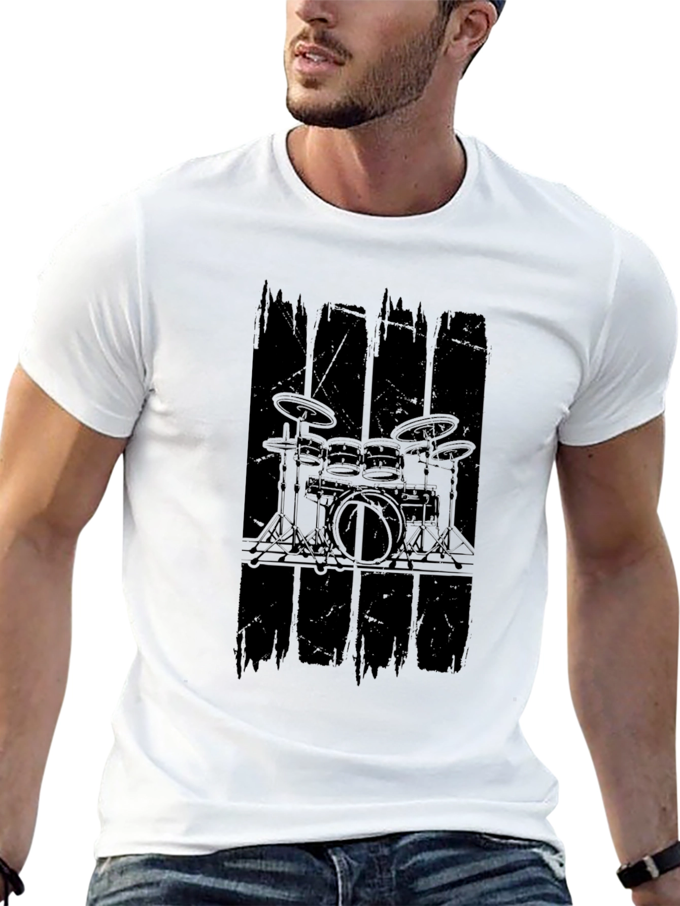 Black Drum Kit Graphic Black T-Shirt view 13
