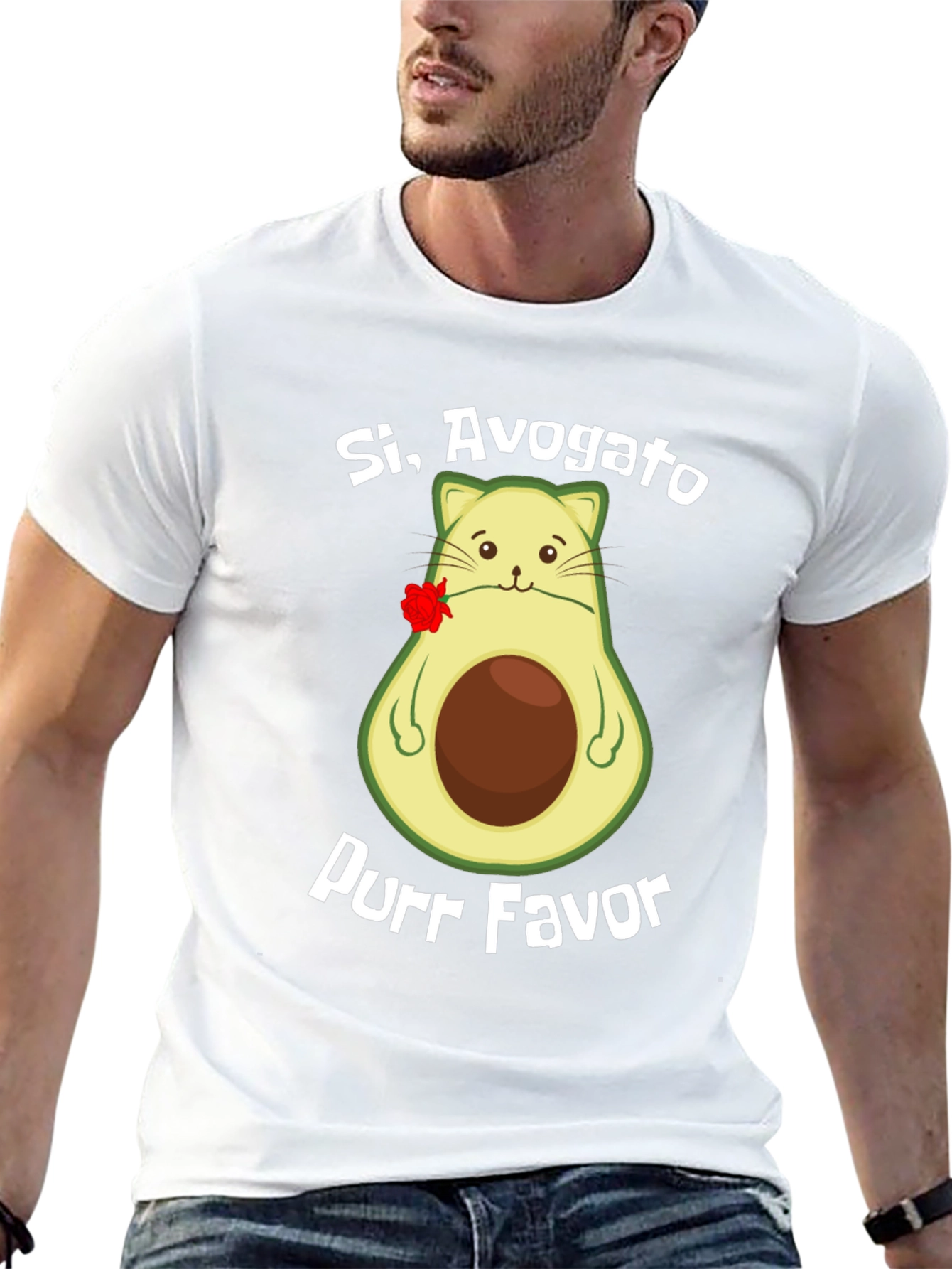Black Si, Avogato Purr Favor T-Shirt - Avocado Cat Humor Tee view 13