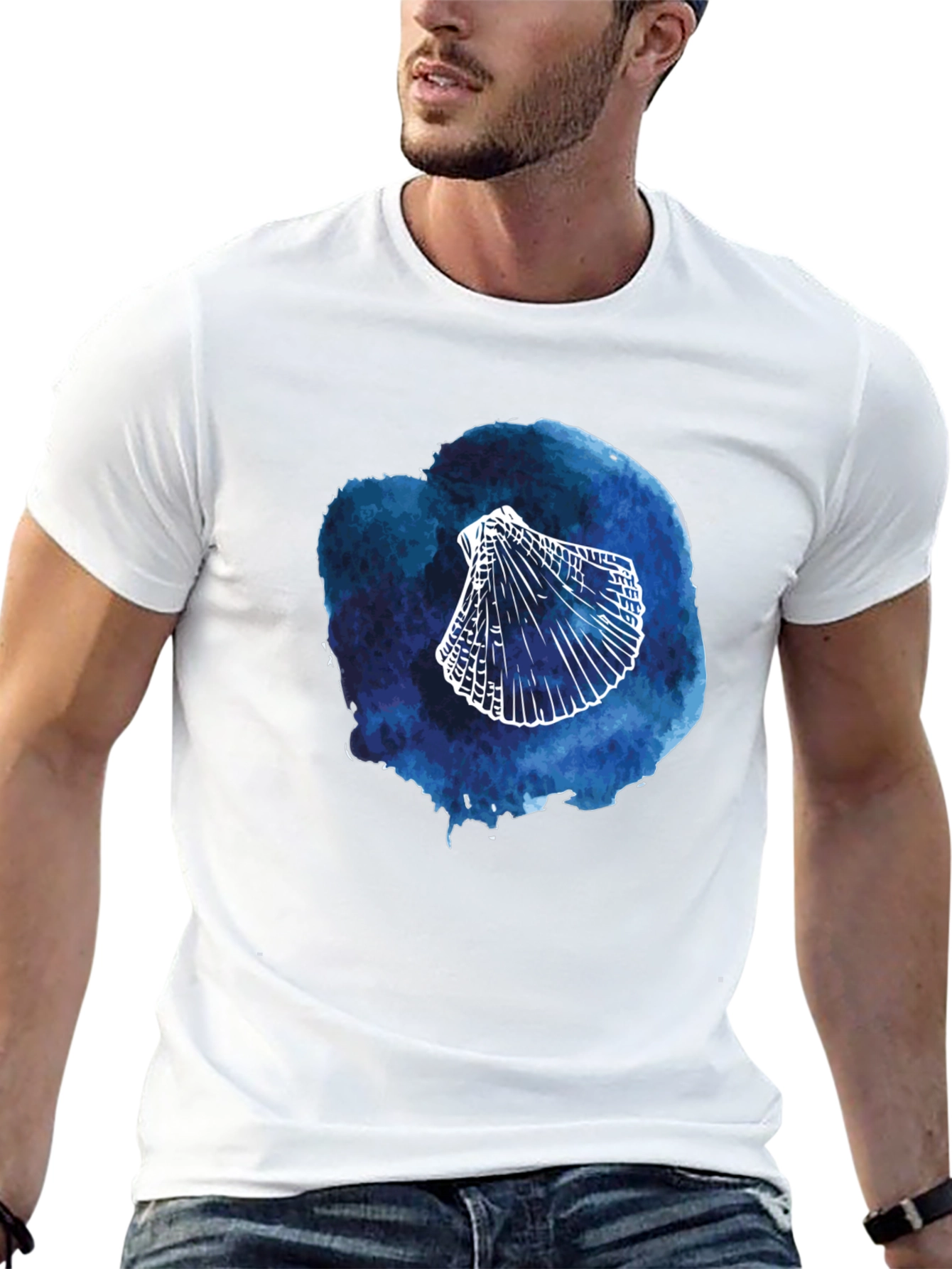 Black Watercolor Seashell Graphic T-Shirt view 13