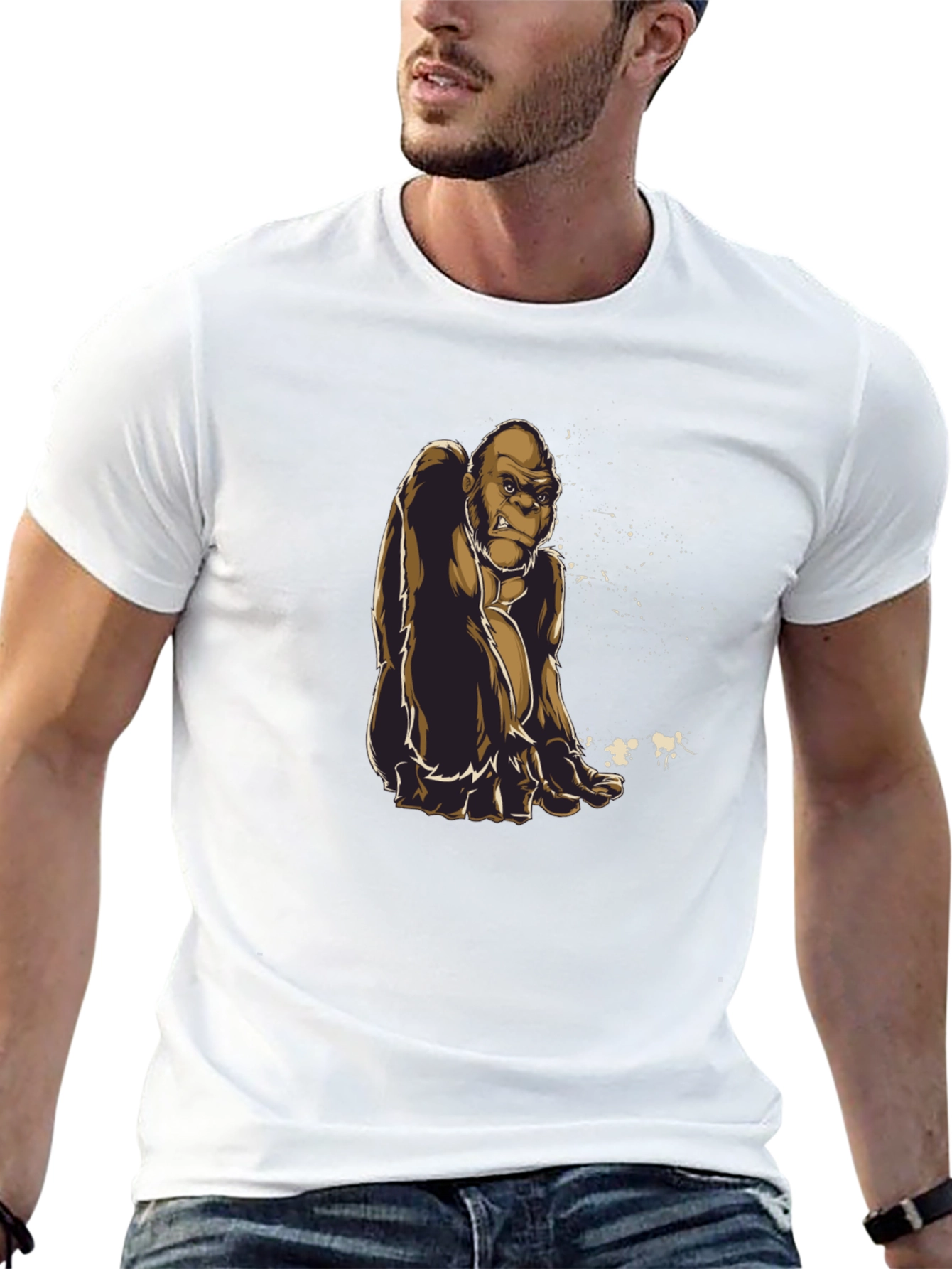 Black Gorilla Graphic Tee - Premium Black Cotton Shirt view 13