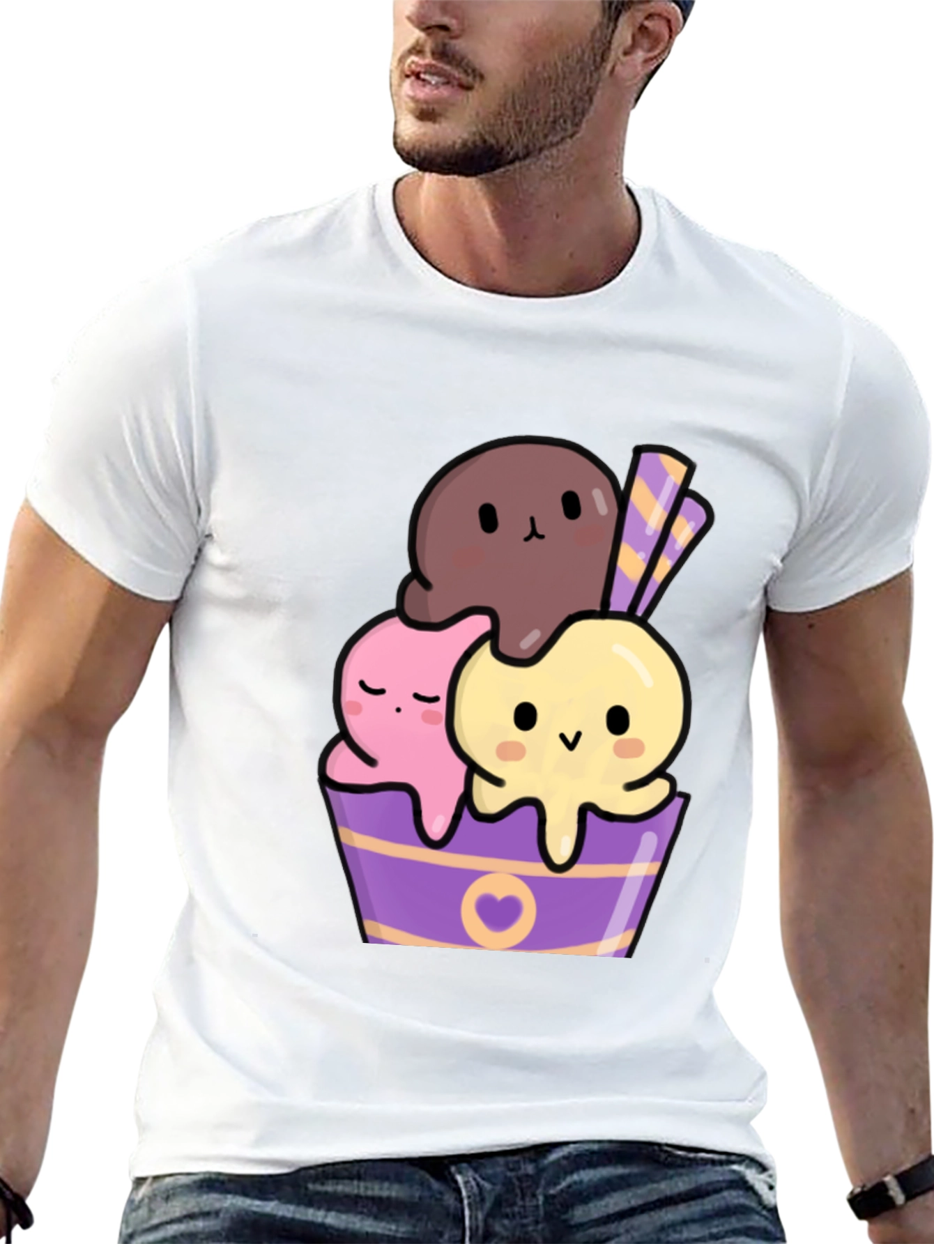 Black Cute Kawaii Ice Cream Graphic Tee view 13