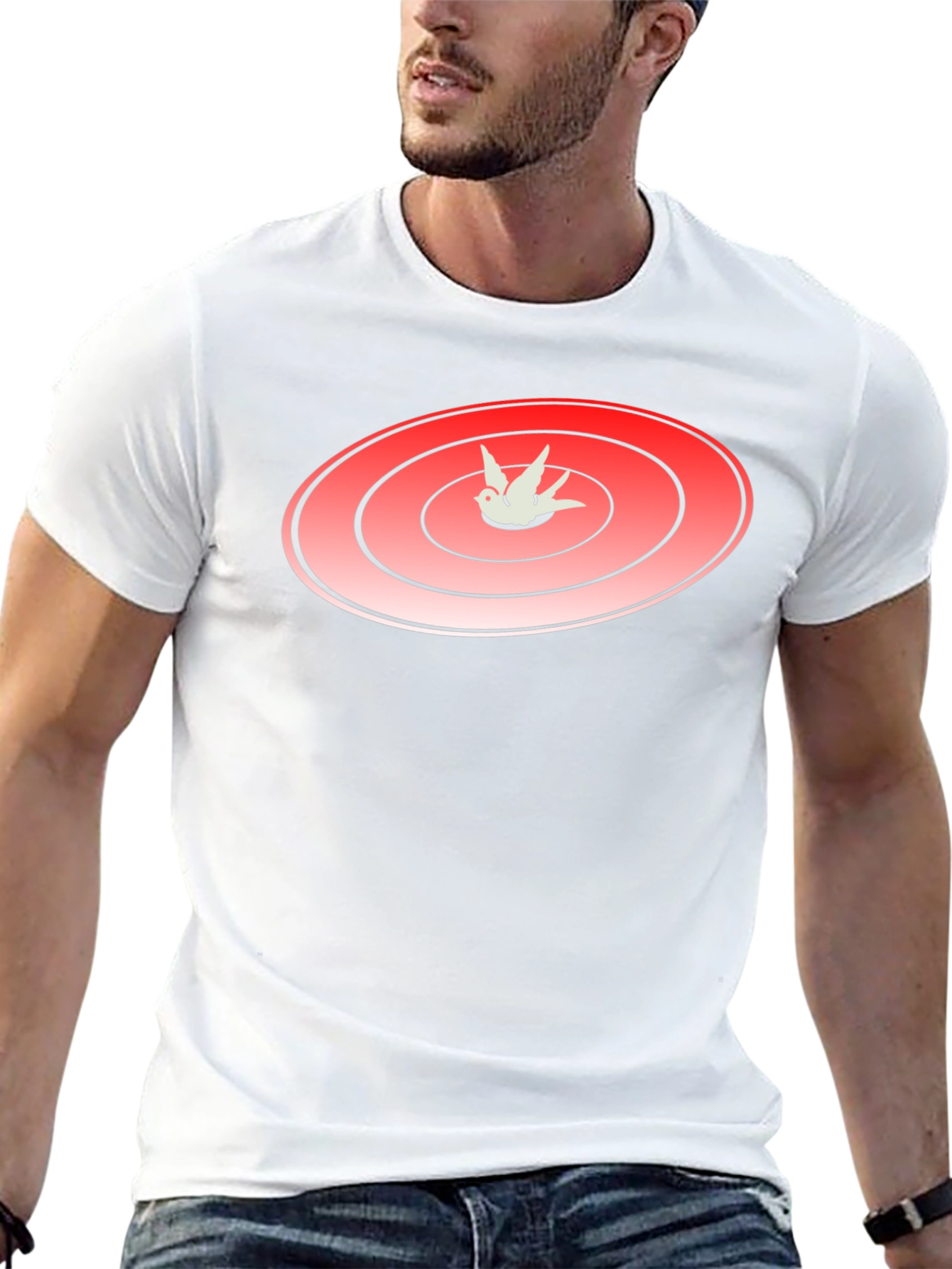 Black Red Target with Bird Graphic T-Shirt view 13