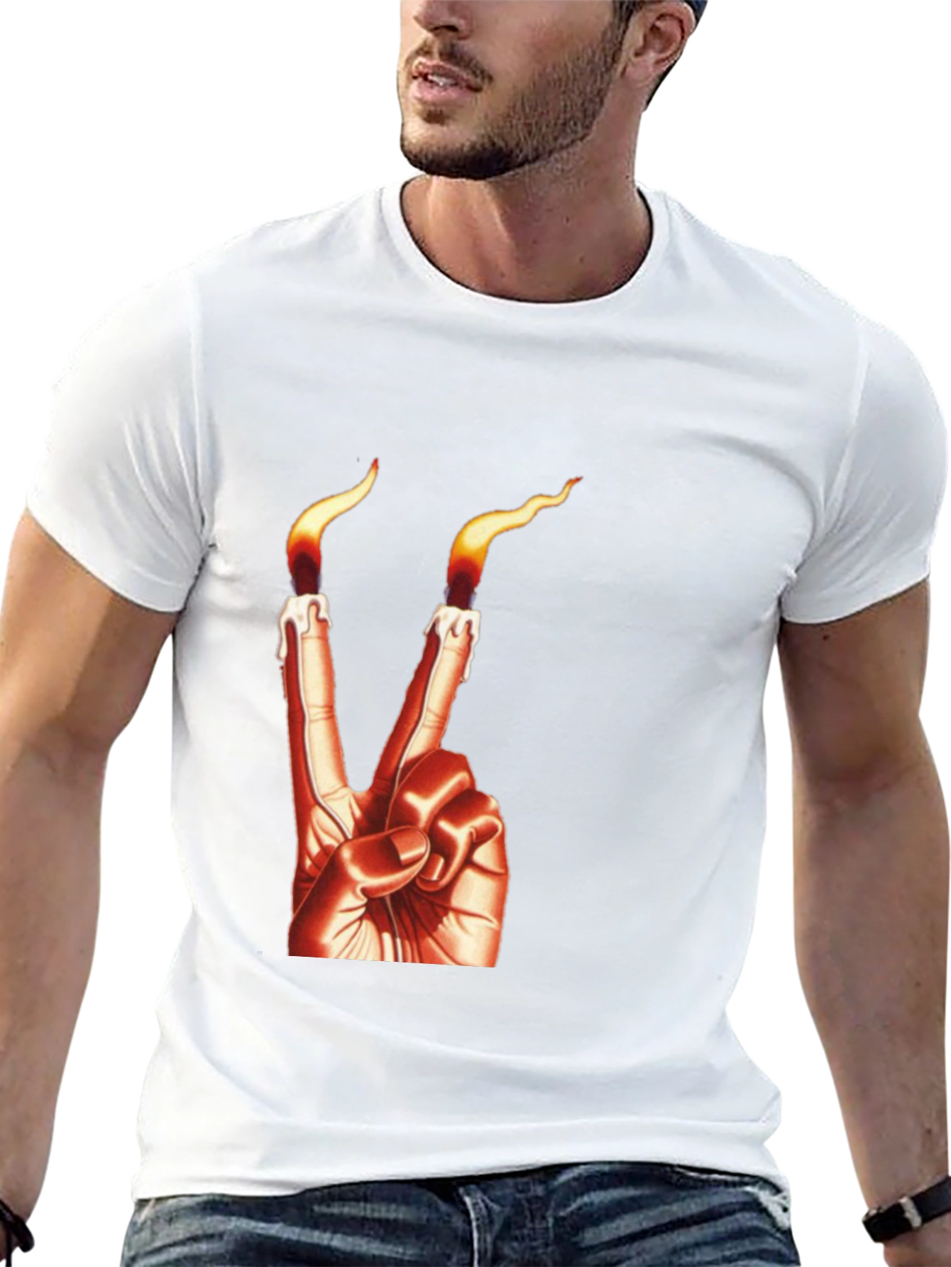Black Candle Finger Peace Sign Graphic Tee view 13