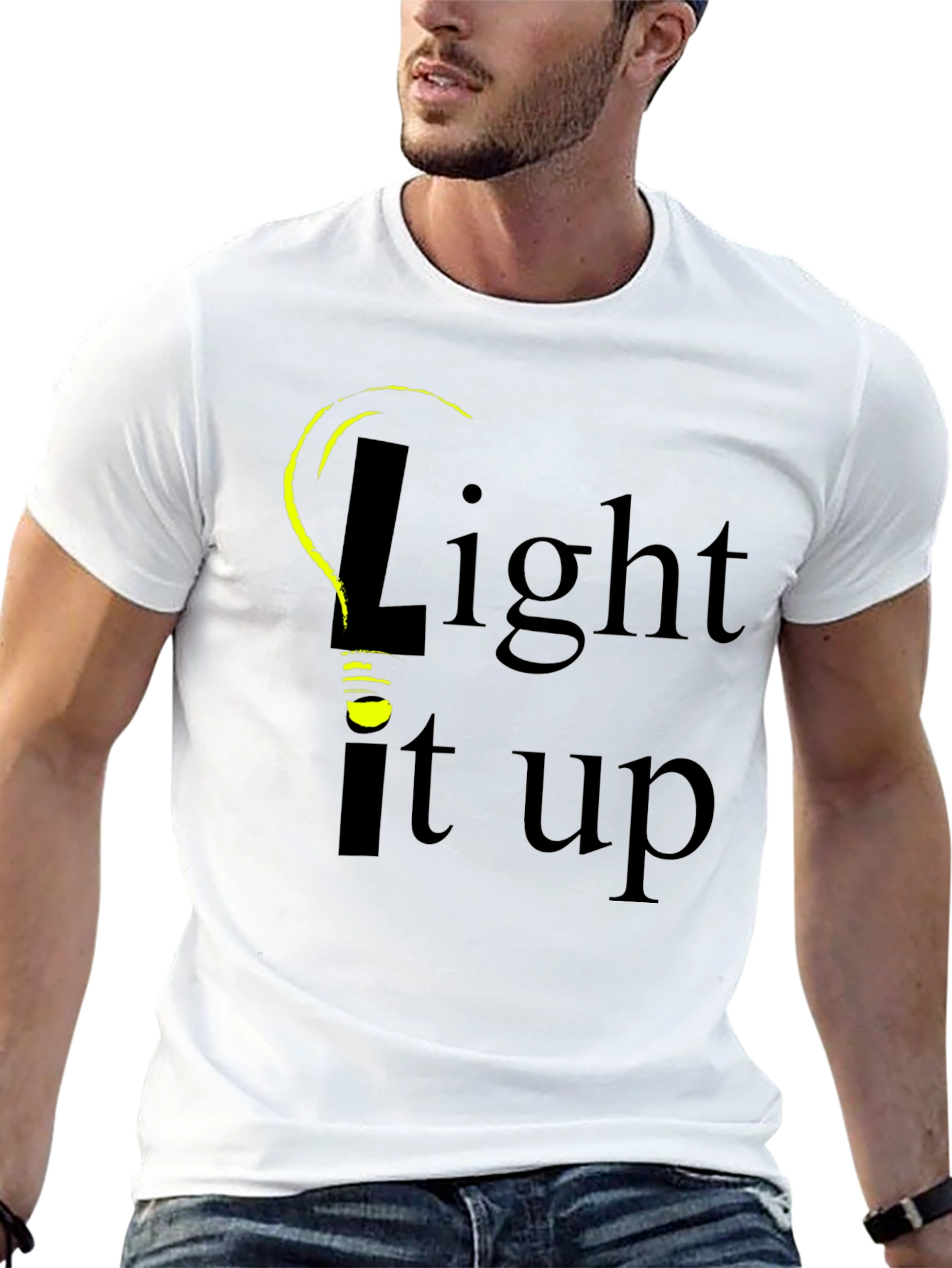 Black Light It Up Graphic Tee - Black Cotton T-Shirt view 13