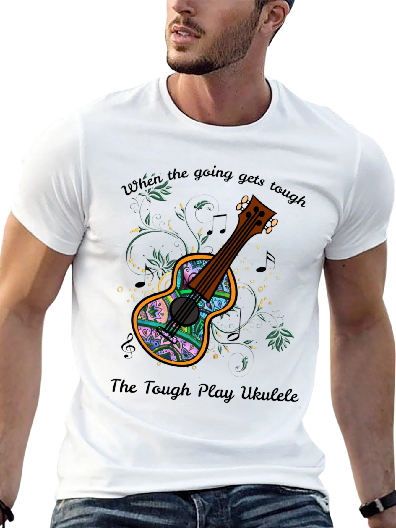 Black Ukulele Graphic Tee - When the Going Gets Tough view 13