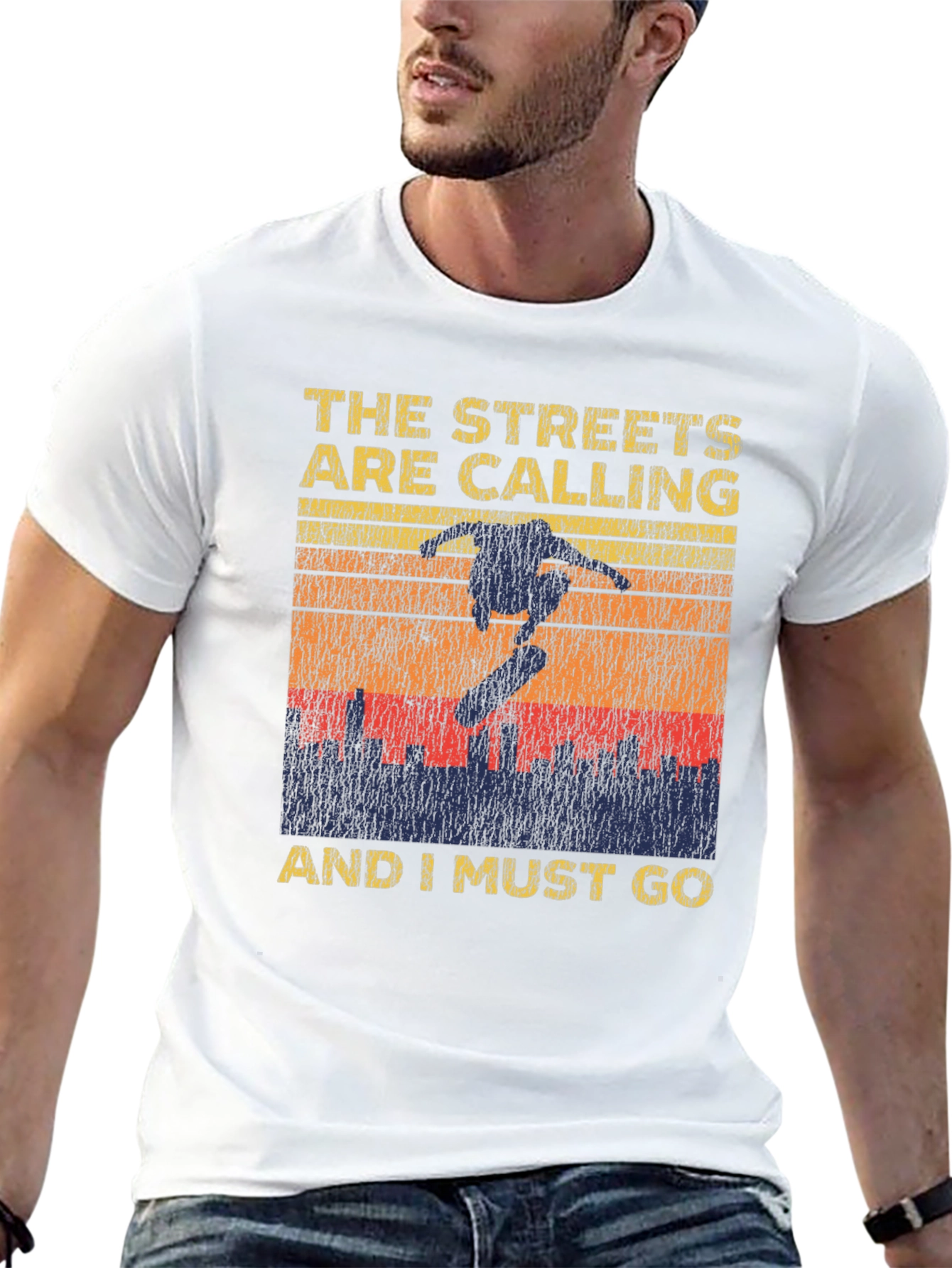 Black Skateboarding Graphic T-Shirt - The Streets Are Calling view 13