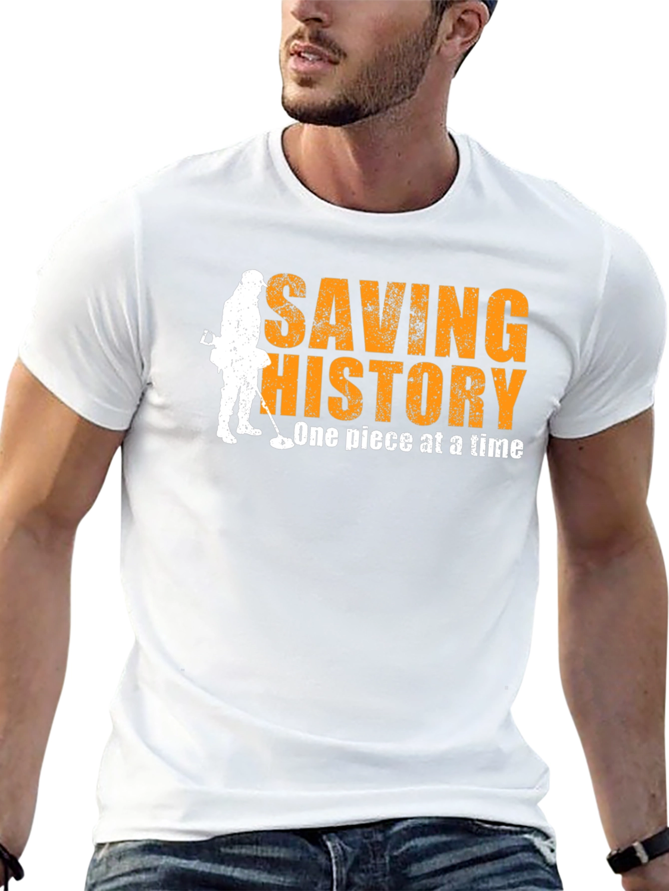 Black Saving History T-Shirt - Metal Detecting Tee view 13